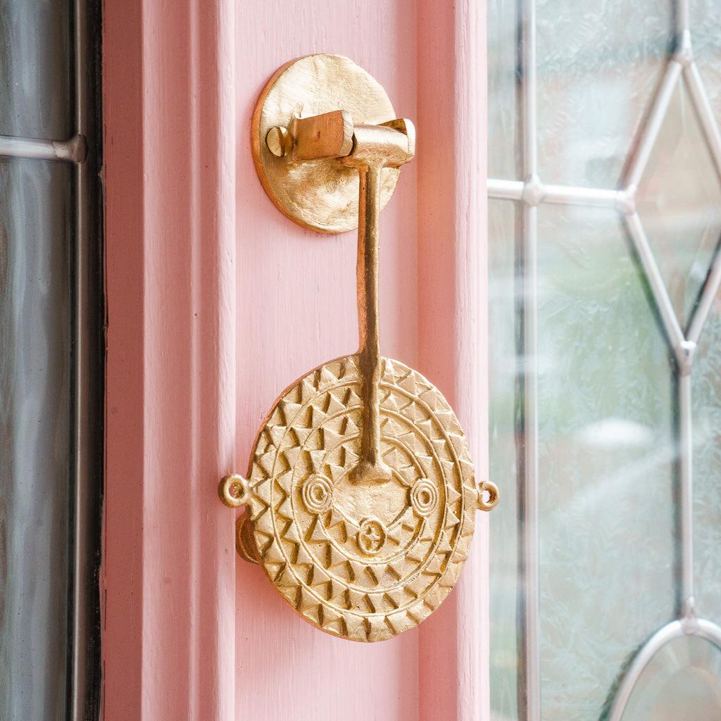 Ghanaian Ashanti Brass Door Knocker 'Sun Mask'