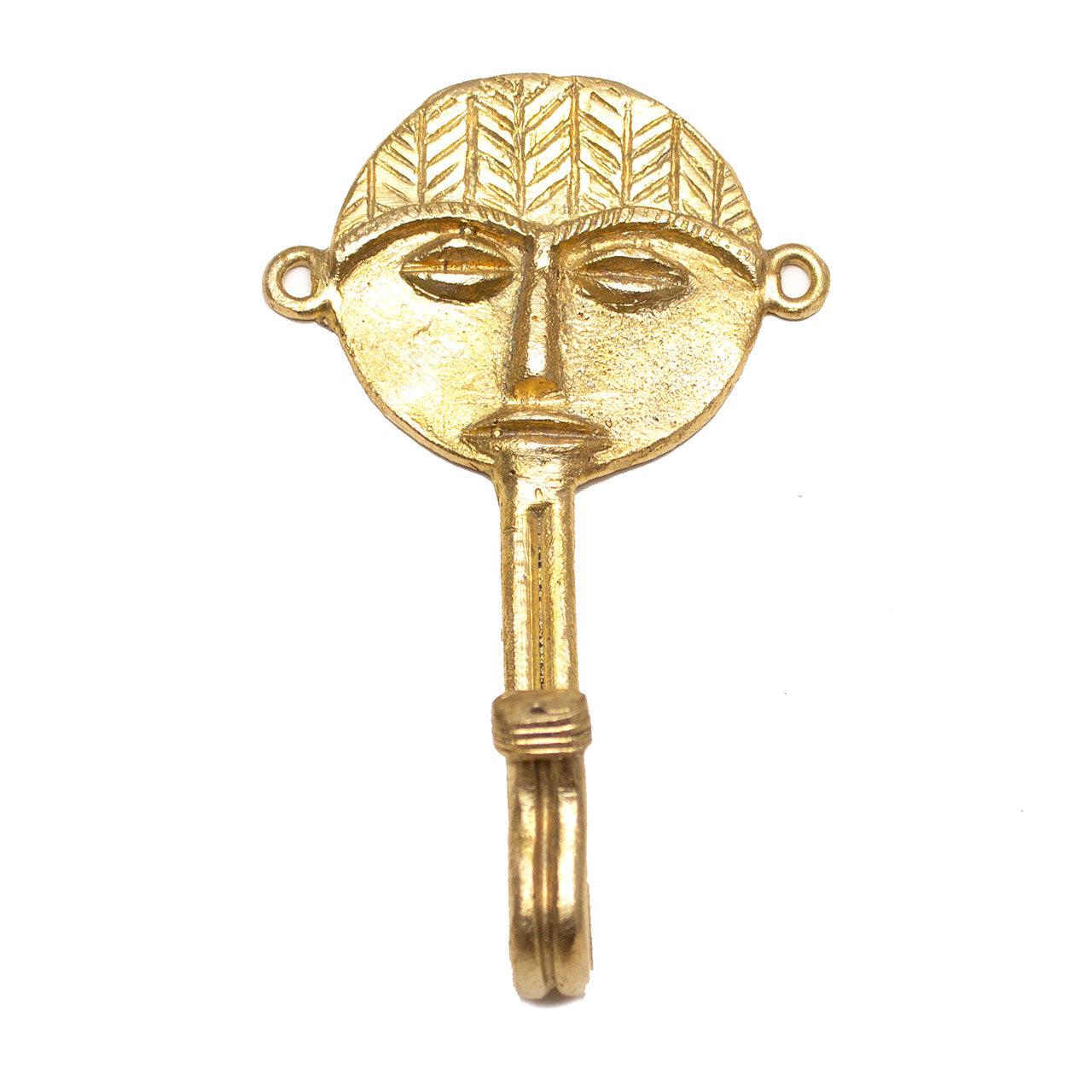 Ghanaian Ashanti Brass Hook 'Round Face Mask'