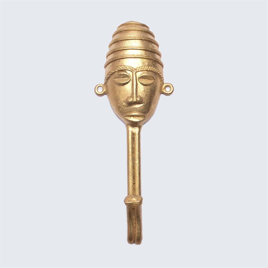 Ghanaian Ashanti Brass Hook 'Striped Mask'