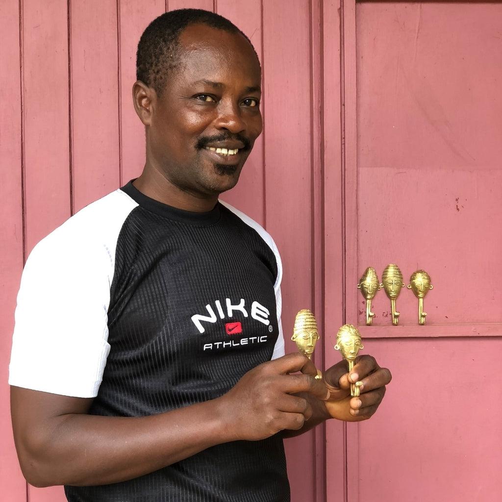 Ghanaian Ashanti Brass Hook 'Sun Mask'