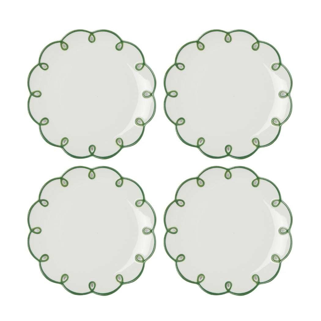 Glorious Green Scalloped Side Plates | Set of 4