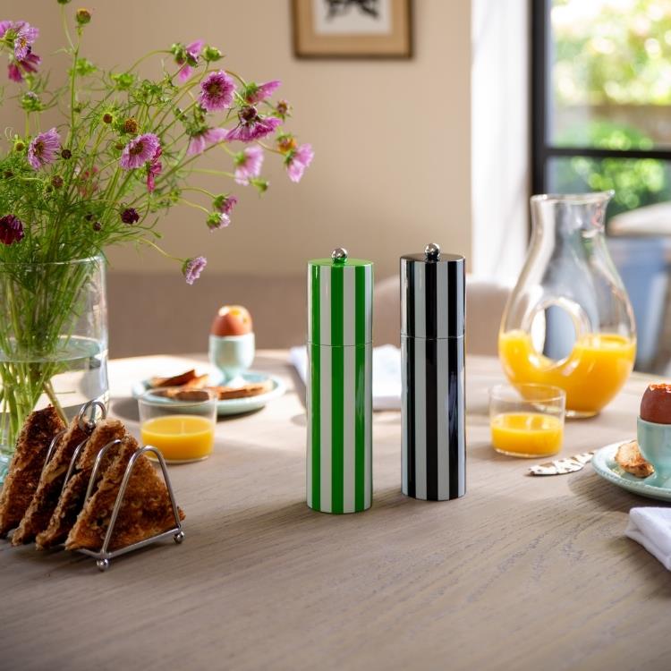 Striped Column Salt or Pepper Mill | Green & White