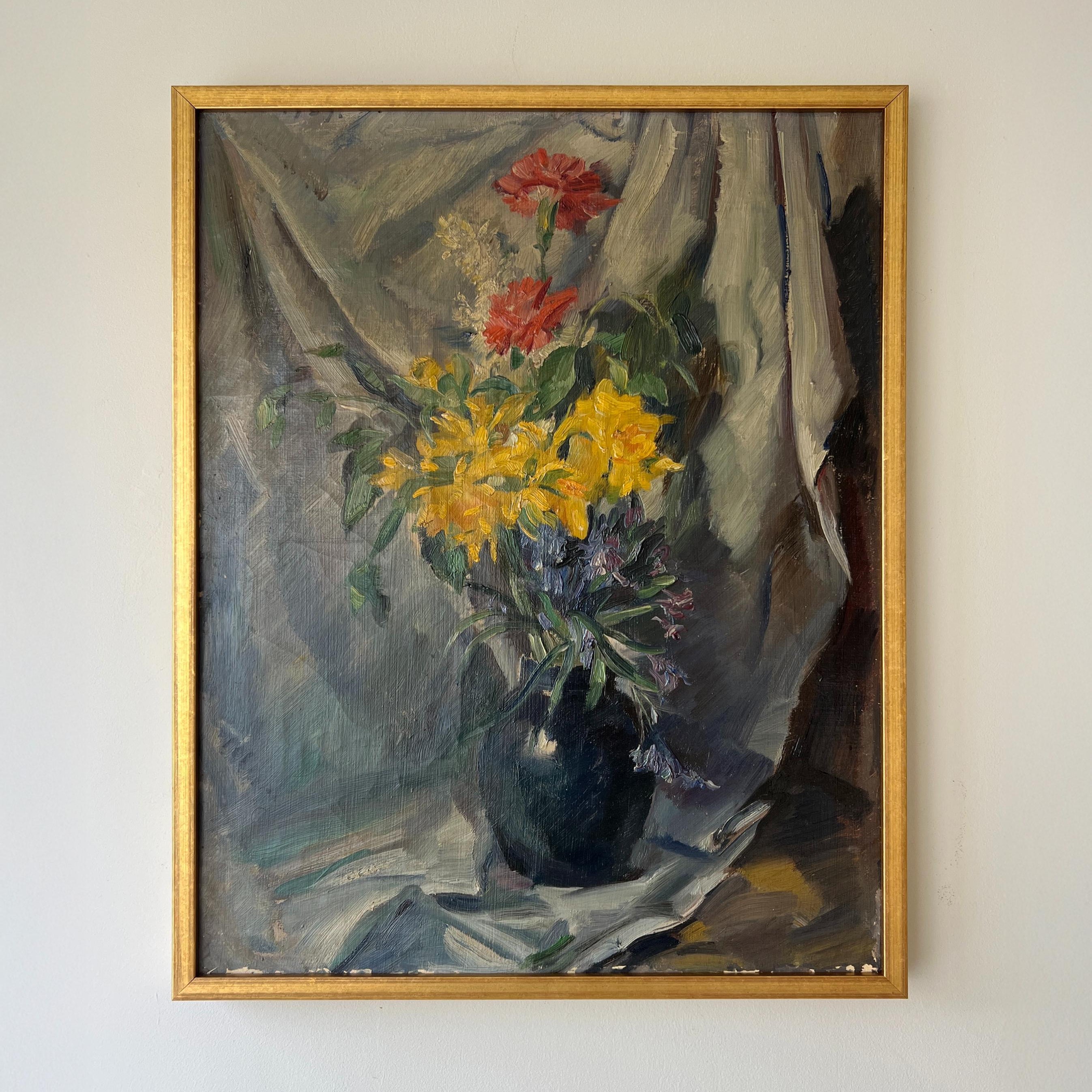 Draped Cloth Florals Oil Painting by Werner von Pigage