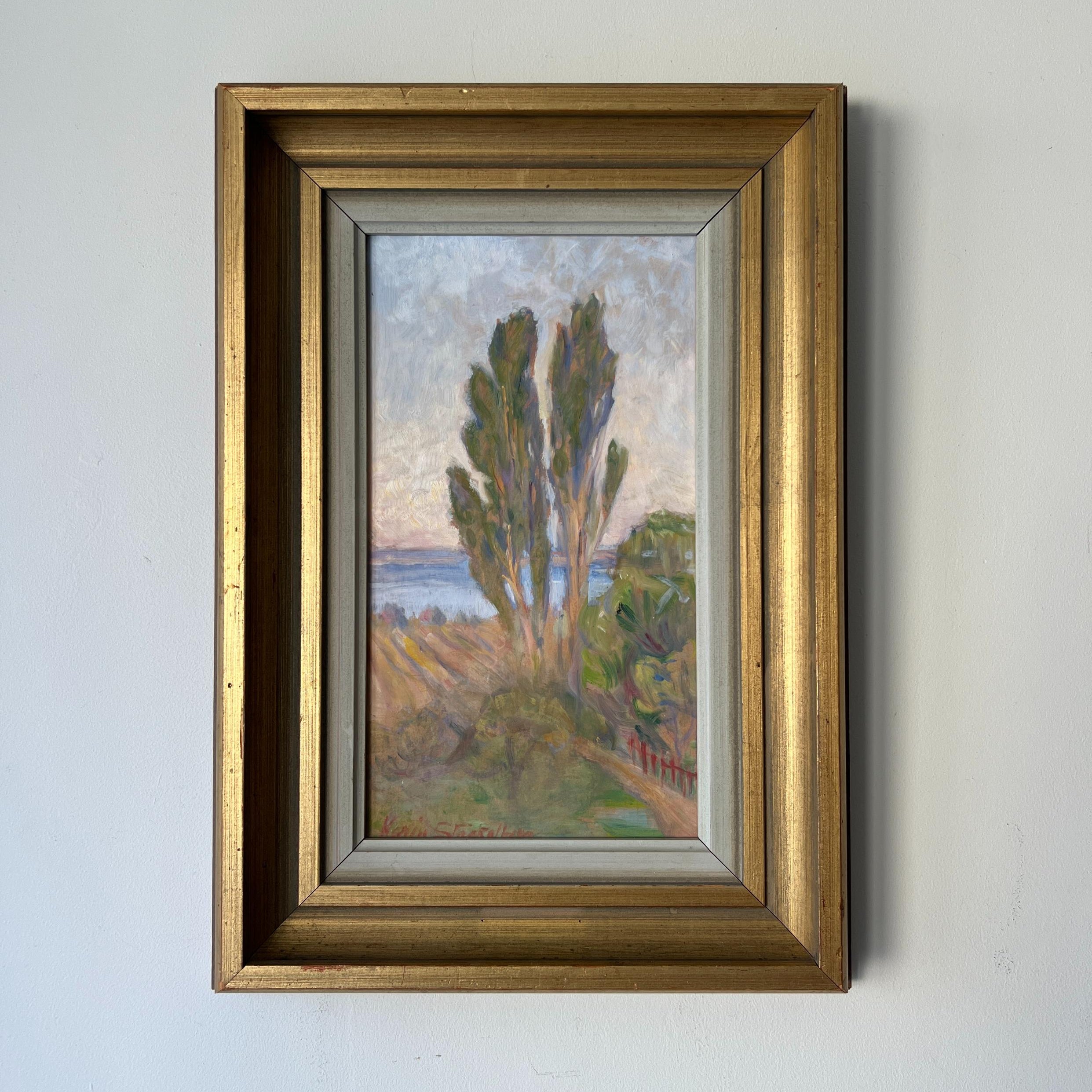 Coastal Poplars Oil Painting