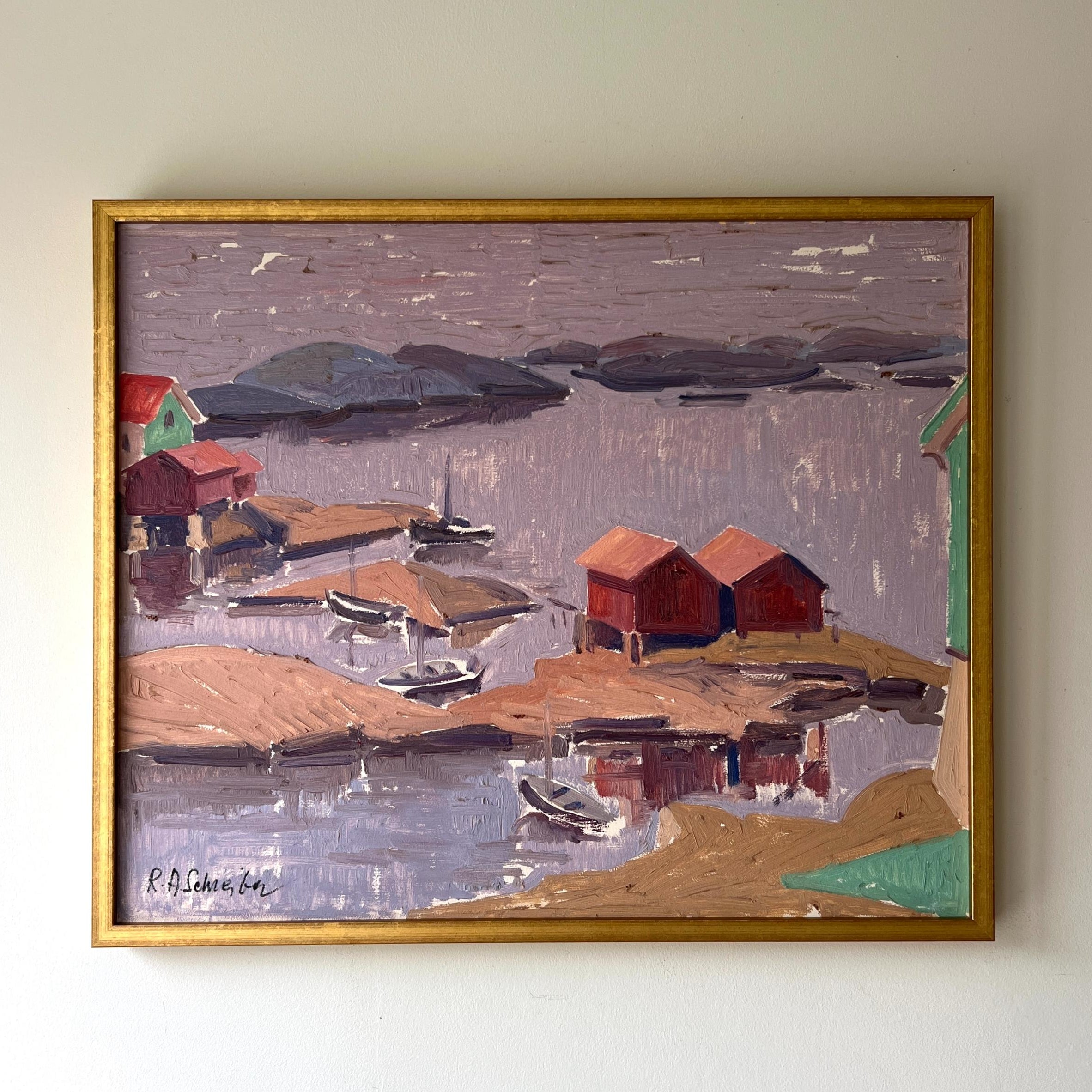 Mauve Harbour Oil Painting