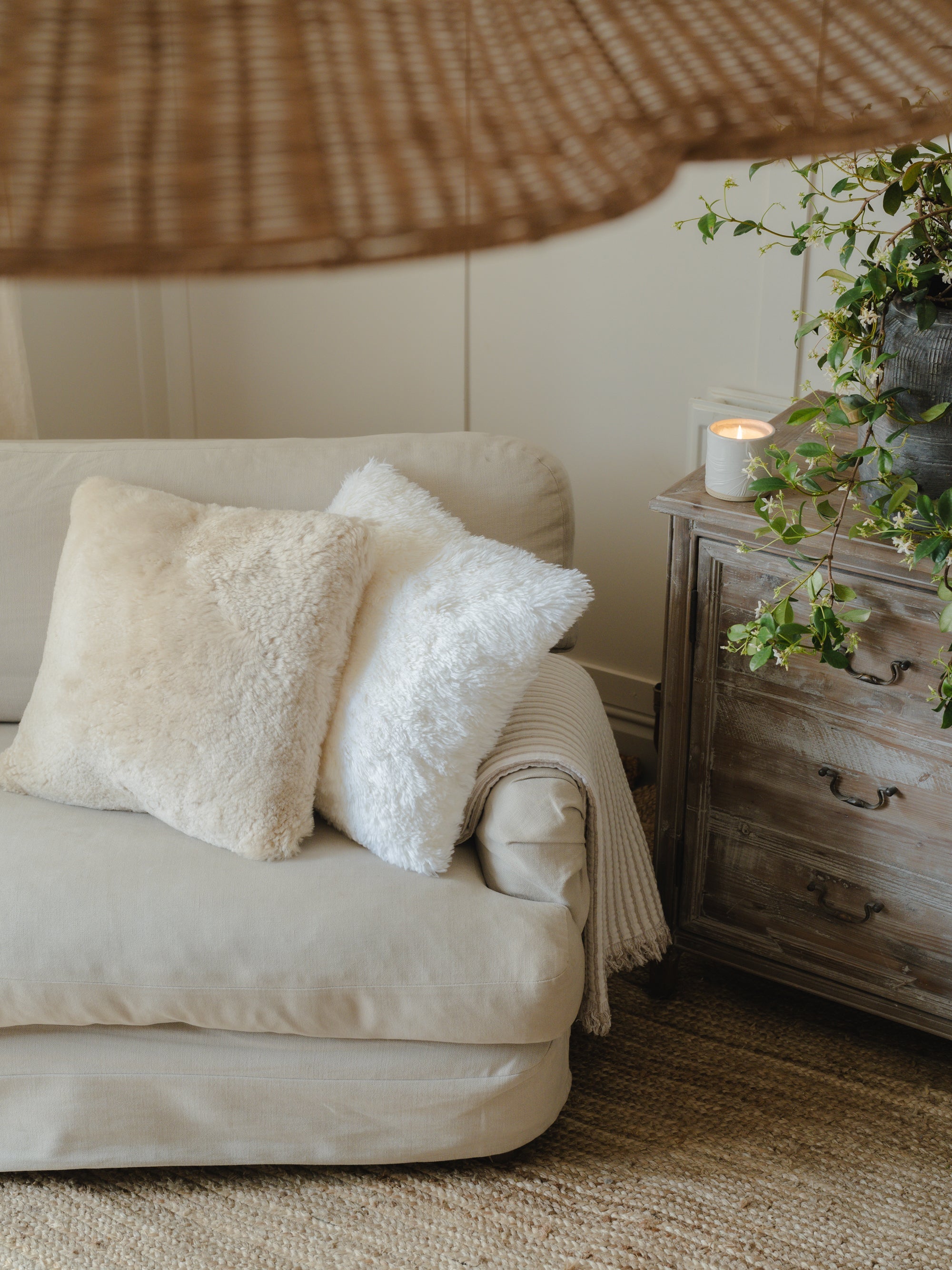Shearling Cushion | White