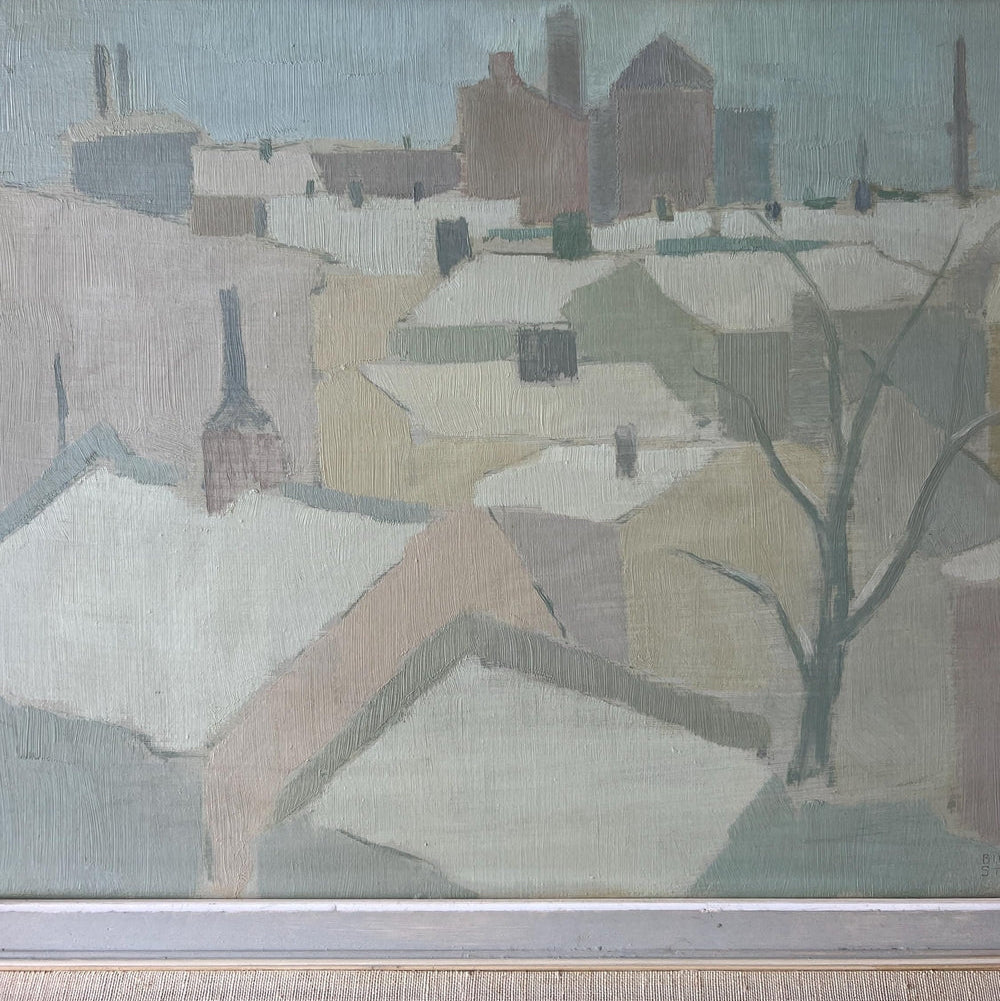Muted Rooftops Oil Painting