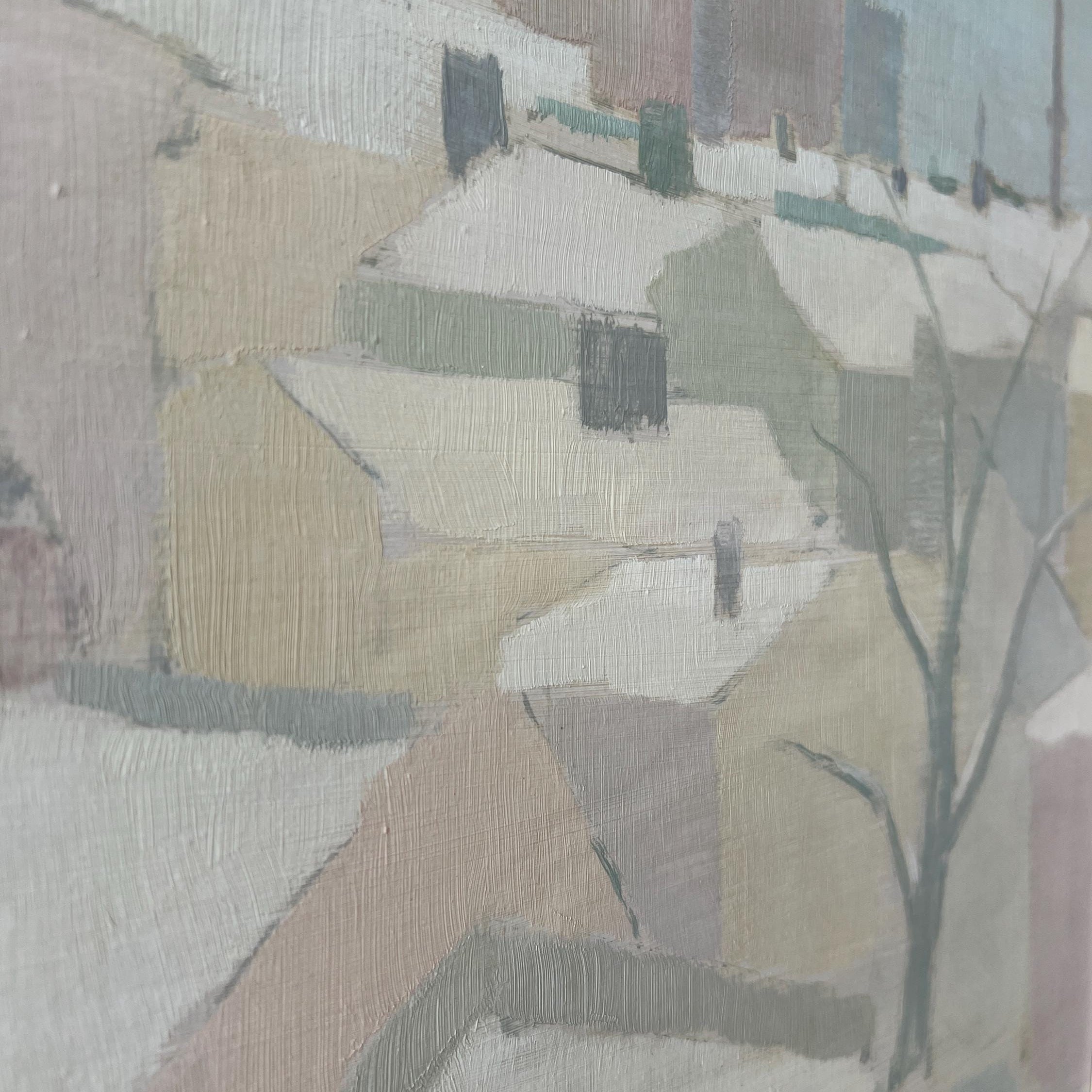 Muted Rooftops Oil Painting