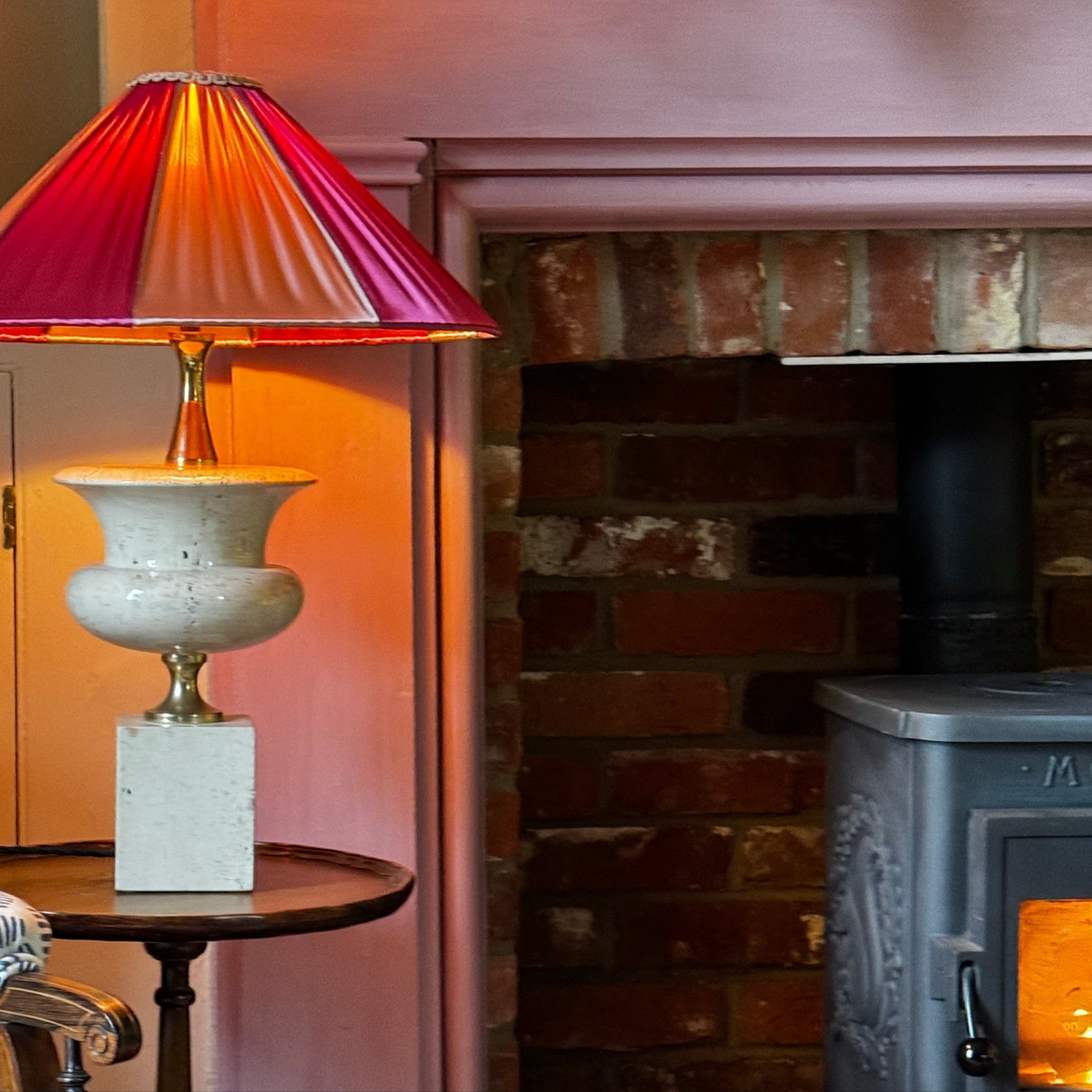 The Stripy Shade - Raspberry & Rose Pleated Lampshade / Pendant
