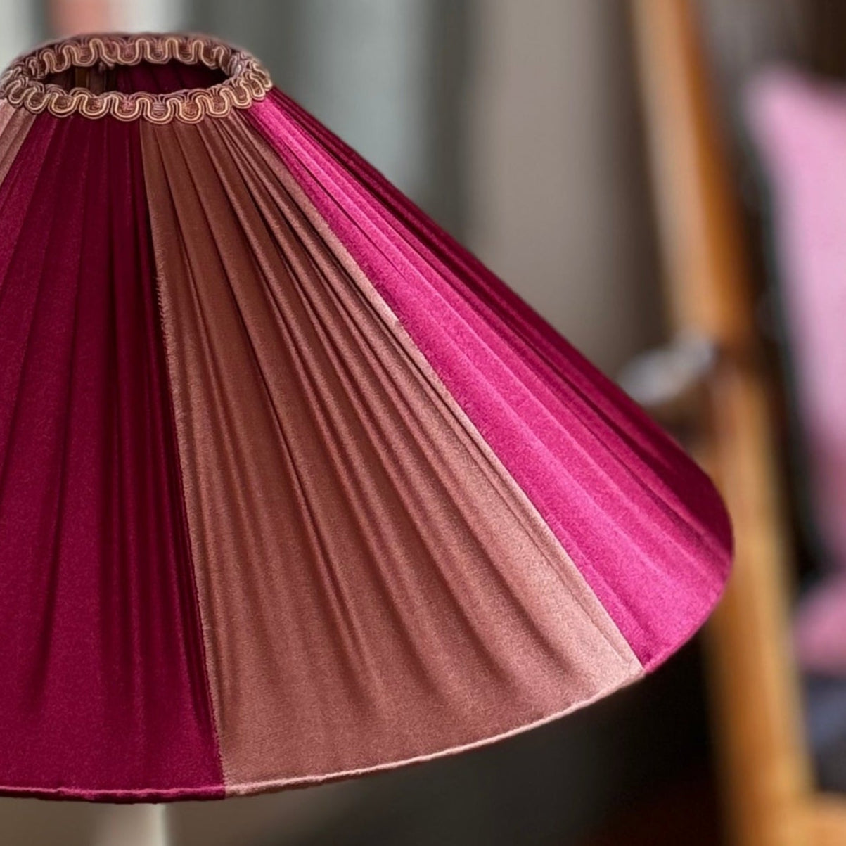 The Stripy Shade - Raspberry & Rose Pleated Lampshade / Pendant