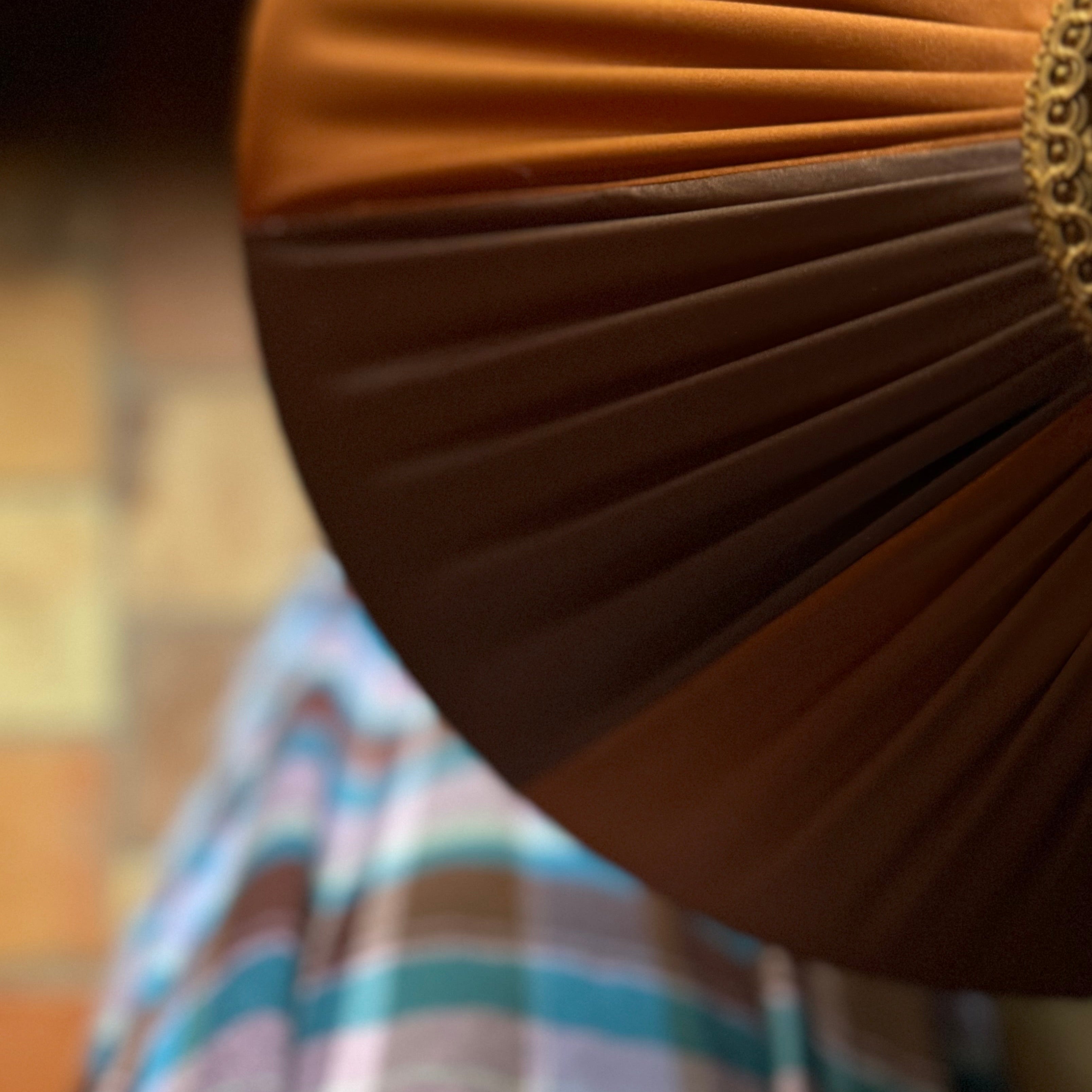 The Stripy Shade - Bronze & Brown Pleated Lampshade / Pendant
