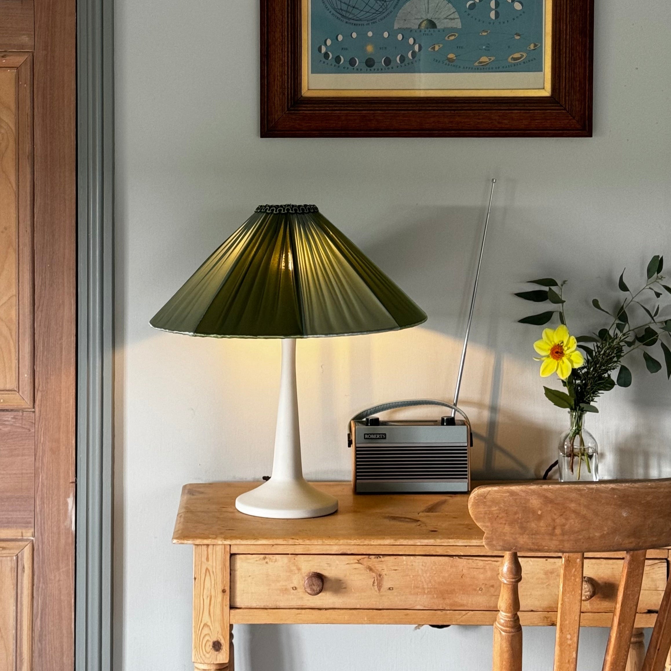 The Stripy Shade - Olive & Pistachio Pleated Lampshade / Pendant