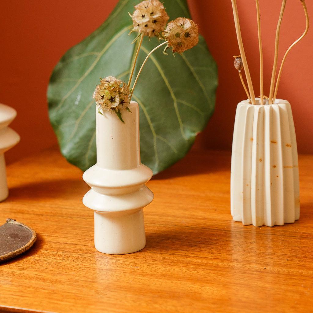 Kenyan Soapstone Hand Carved Small Vase 'Saturn'