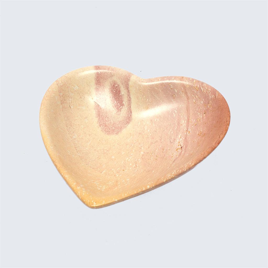 Kenyan Soapstone Heart Dish 'Marbled Pink'