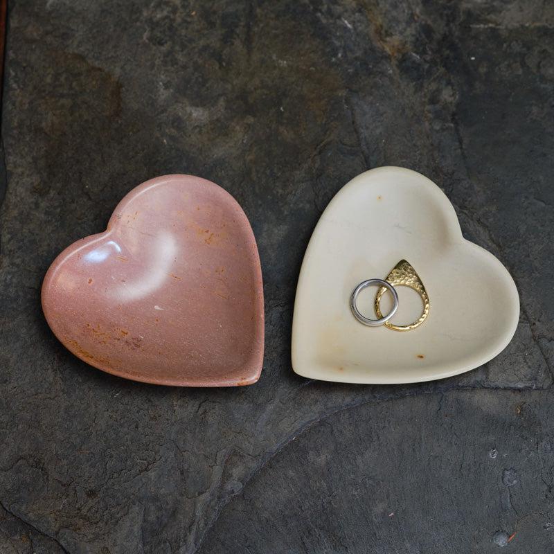 Kenyan Soapstone Heart Dish 'Marbled Pink'