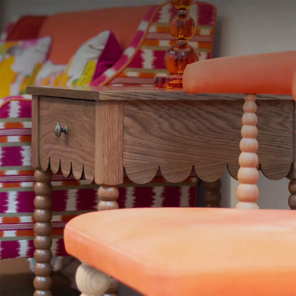 Bedside Table with Scallop Edge