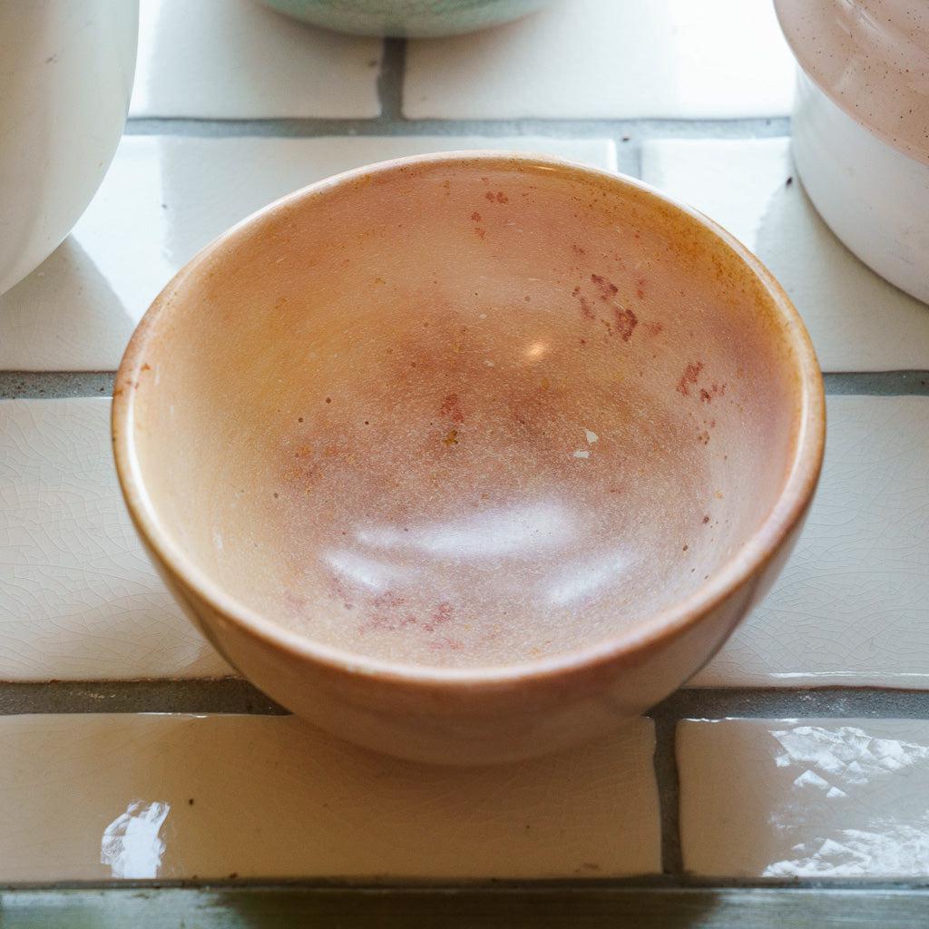 Large Round Soapstone Bowl 'Marbled Pink'
