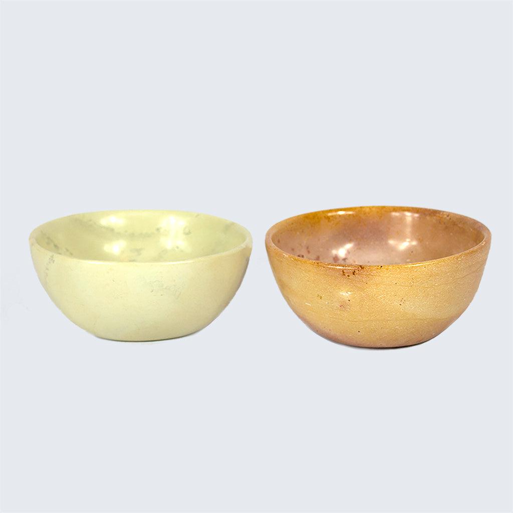 Large Round Soapstone Bowl 'Marbled Pink'