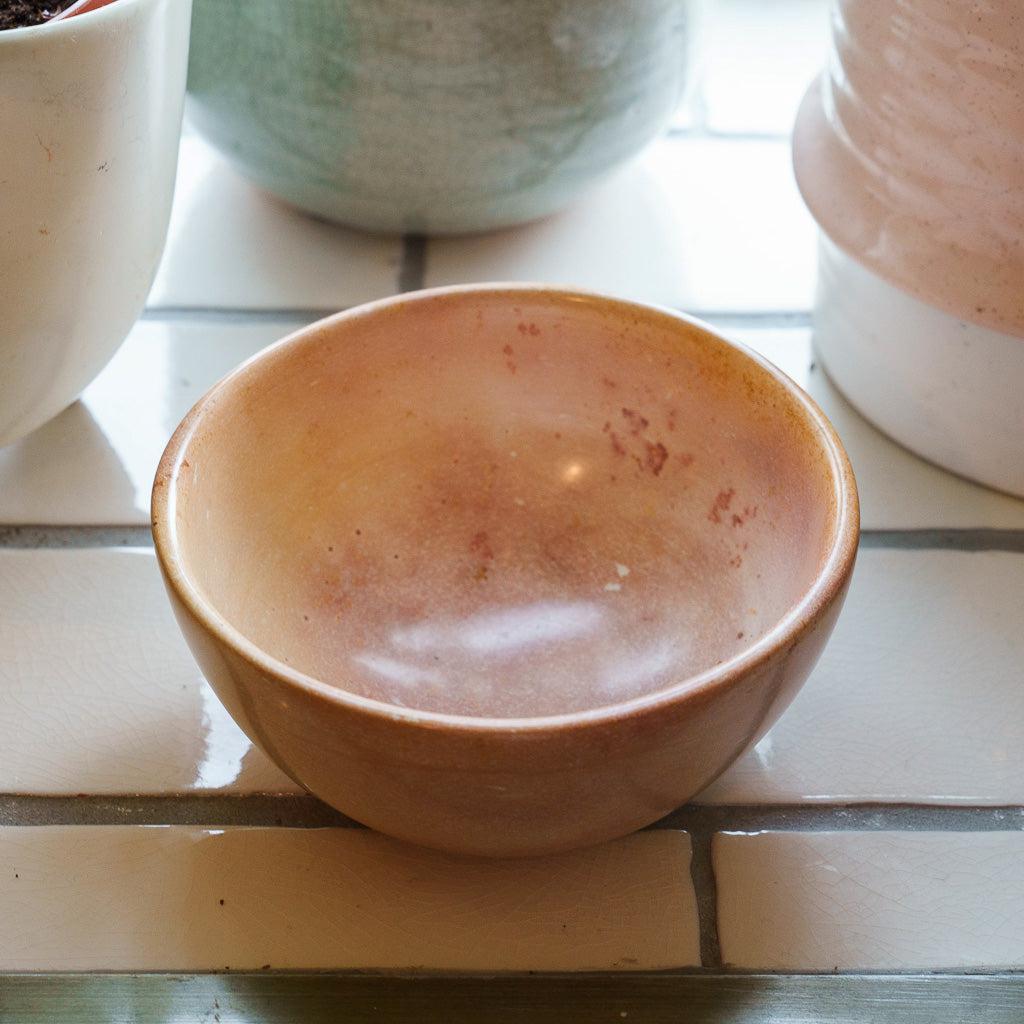 Large Round Soapstone Bowl 'Marbled Pink'