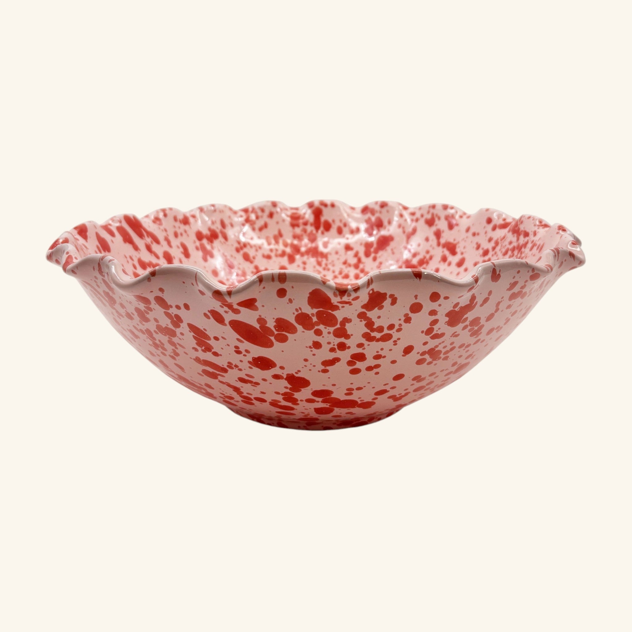 Large Splatterware Wavy Bowl
