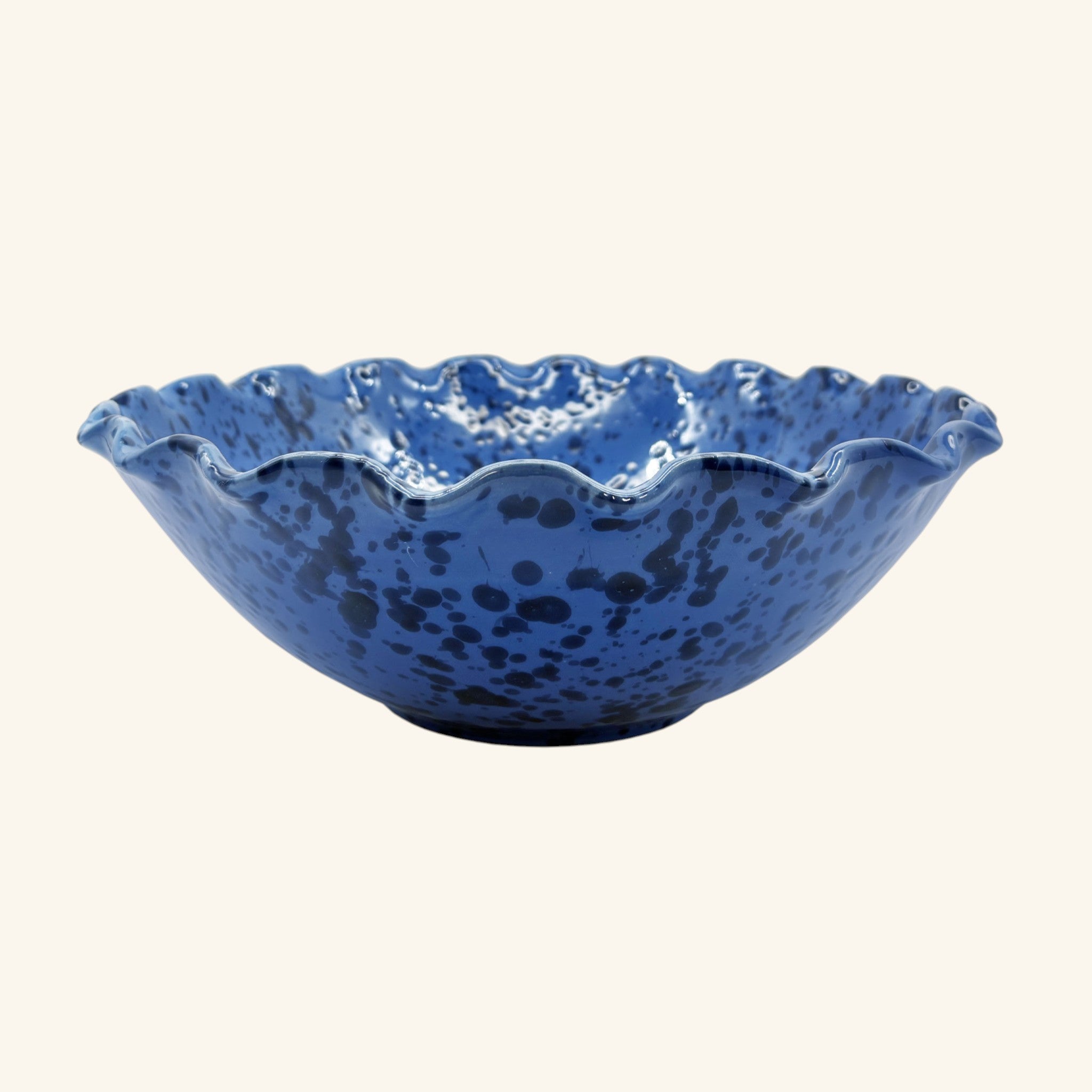 Large Splatterware Wavy Bowl