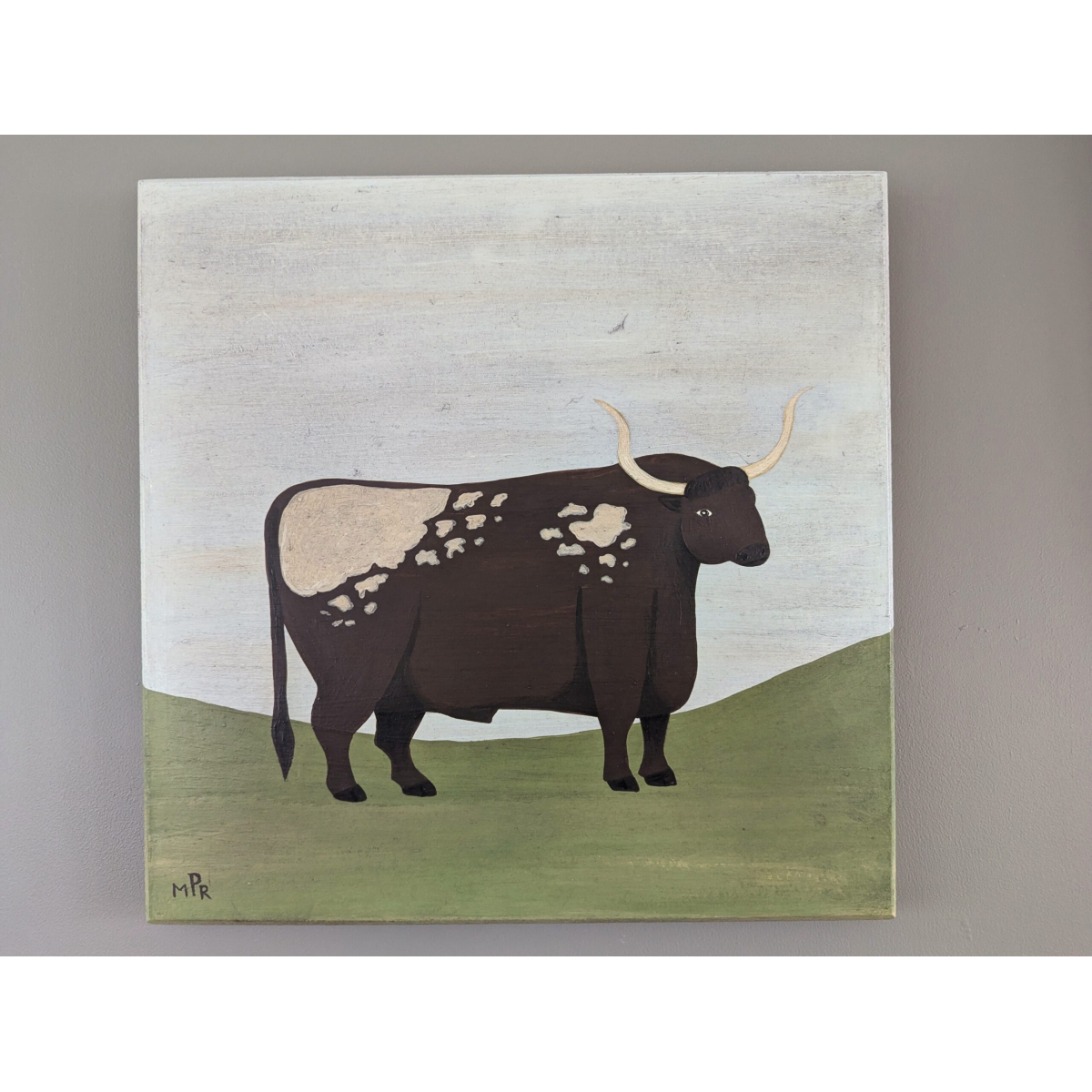 Old English Longhorn Oil Painting