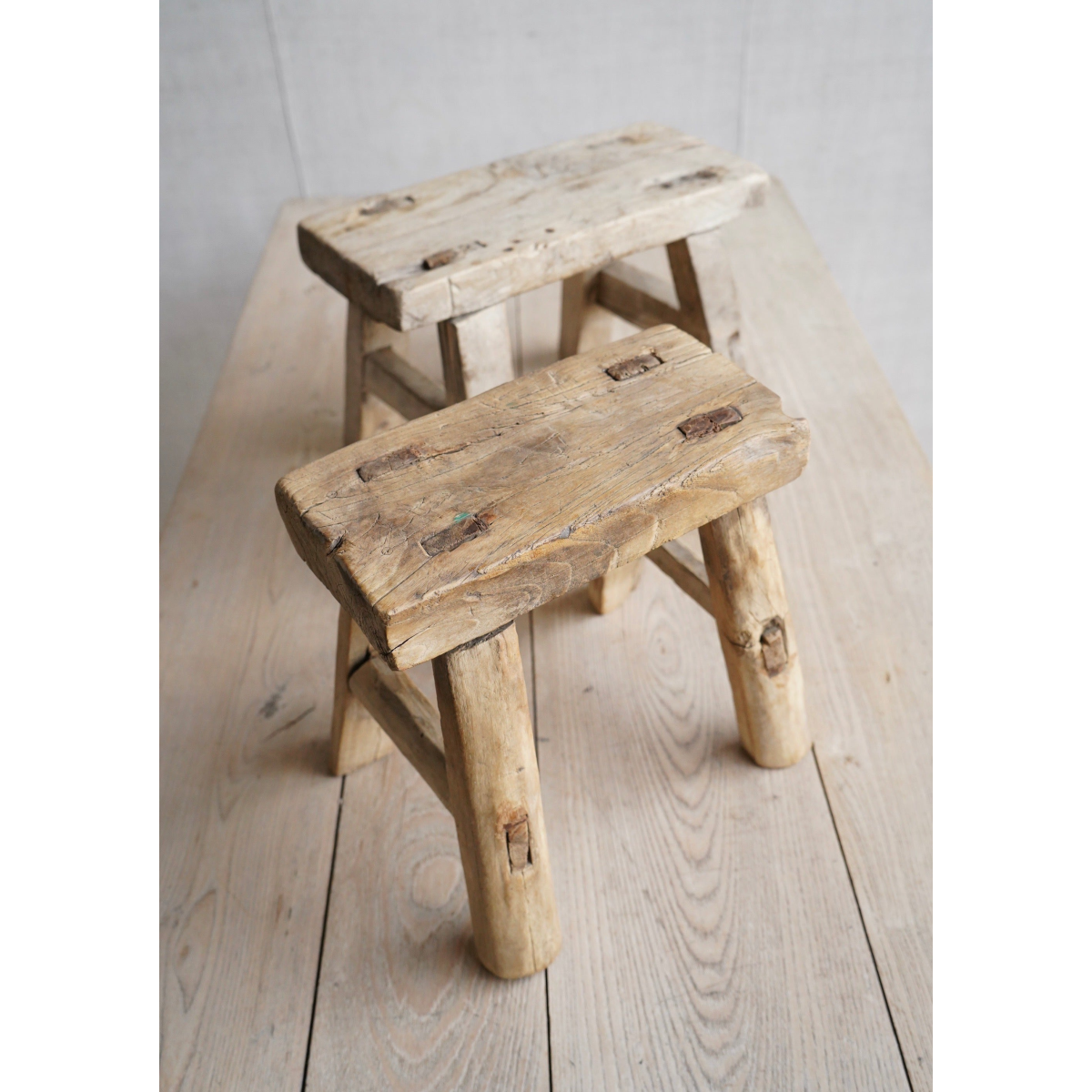 Pair of Mini Elm Stools