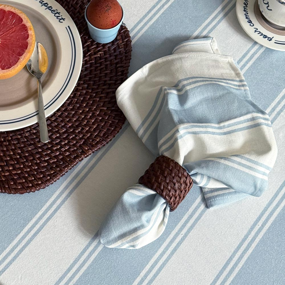 Murano Stripe Cotton Napkin - Azzure Drift - Set of 4