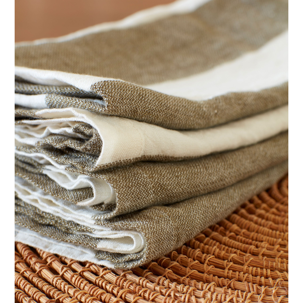 Dark Olive Cora 100% Linen Napkins - Set of 4