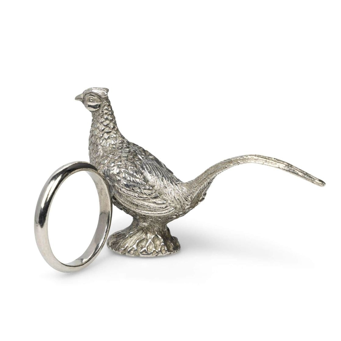 Pheasant Feathered Pewter Napkin Ring | Set of 4