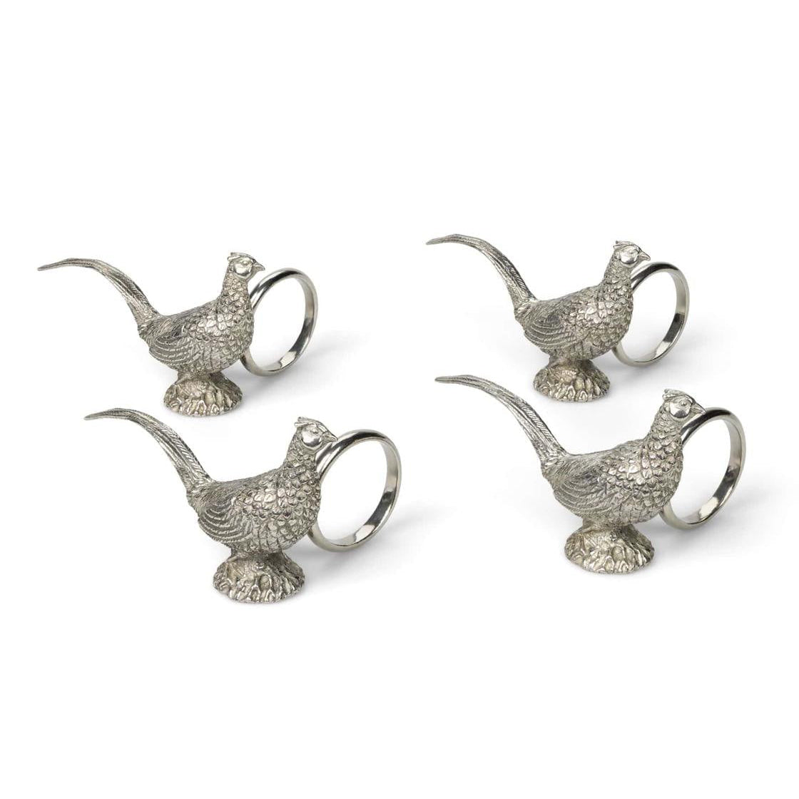 Pheasant Feathered Pewter Napkin Ring | Set of 4