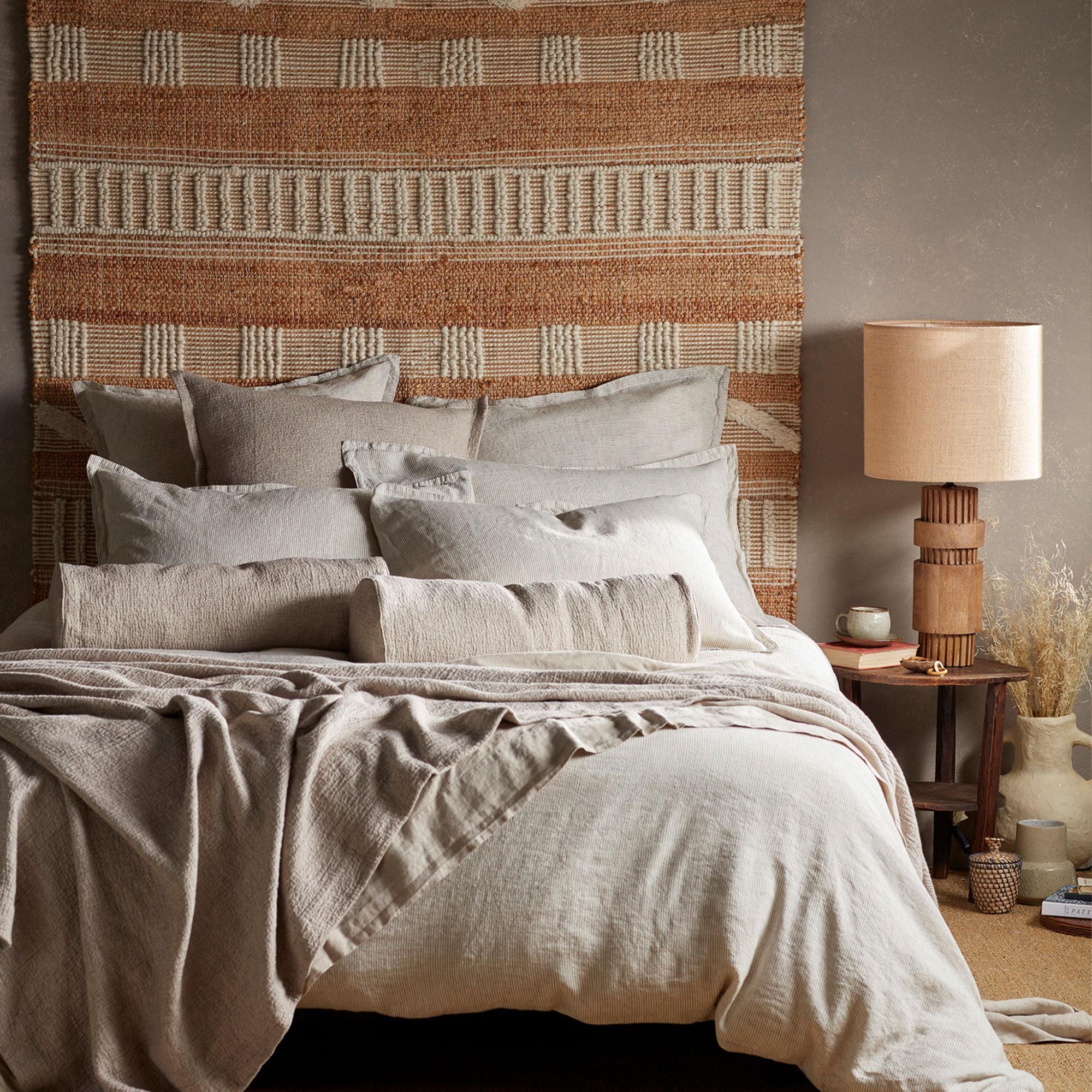 Natural Sid Stripe 100% Linen Duvet Cover