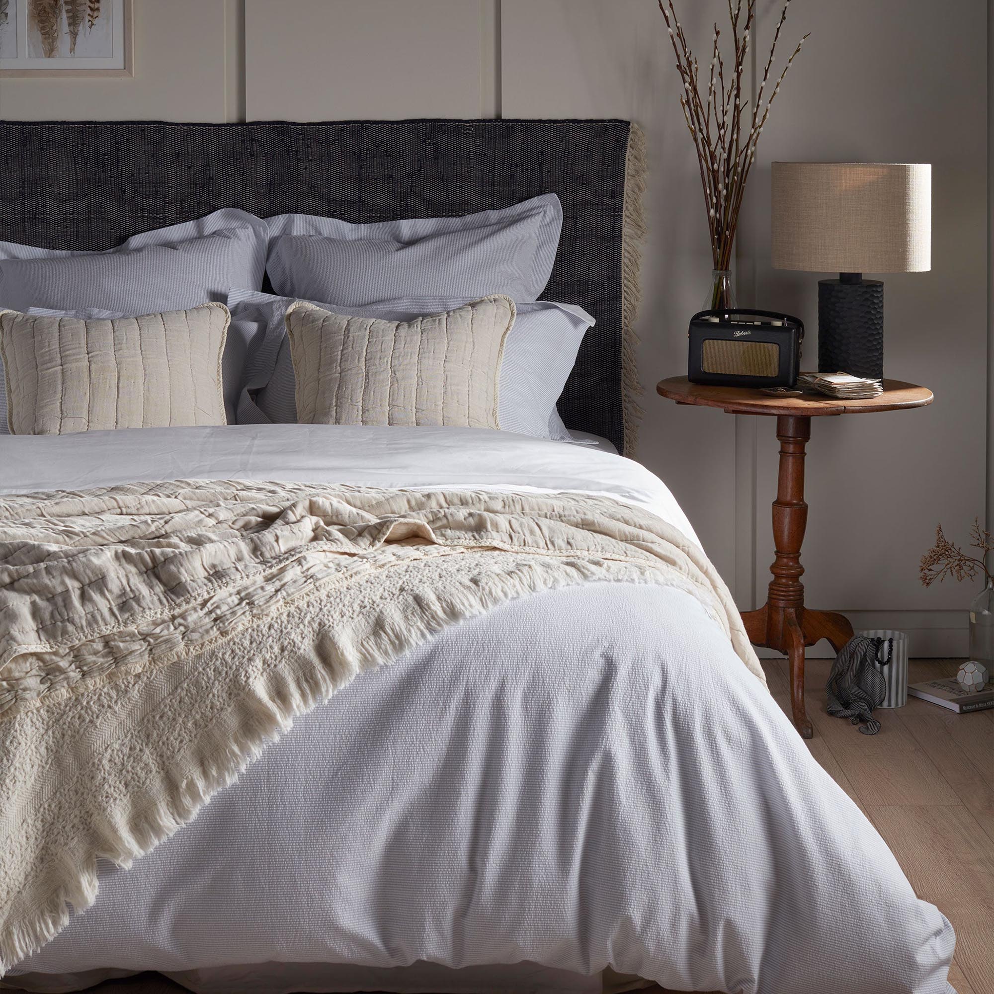 Vivienne 100% Cotton Quilted Throw | Natural