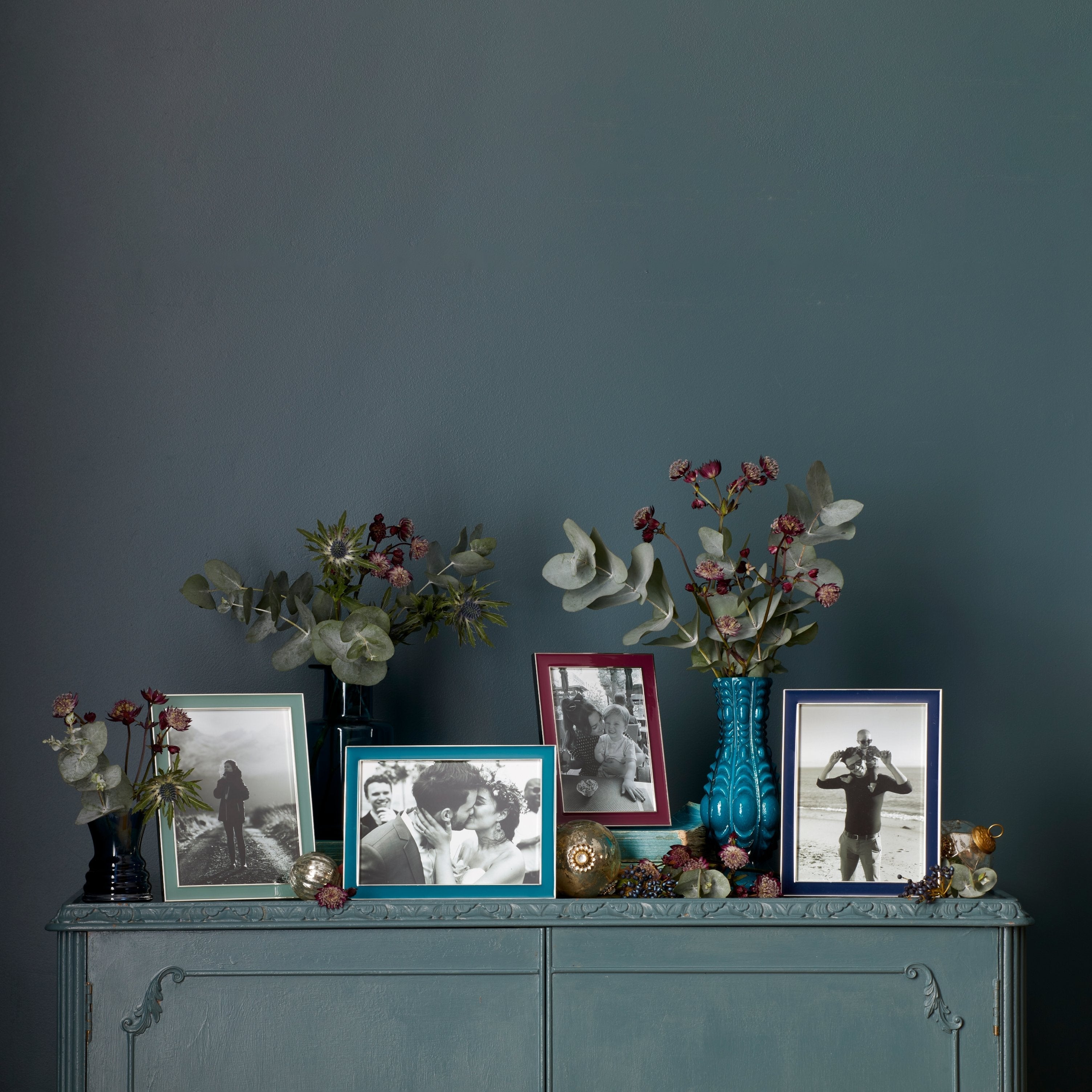 Navy Blue Enamel & Silver Frame