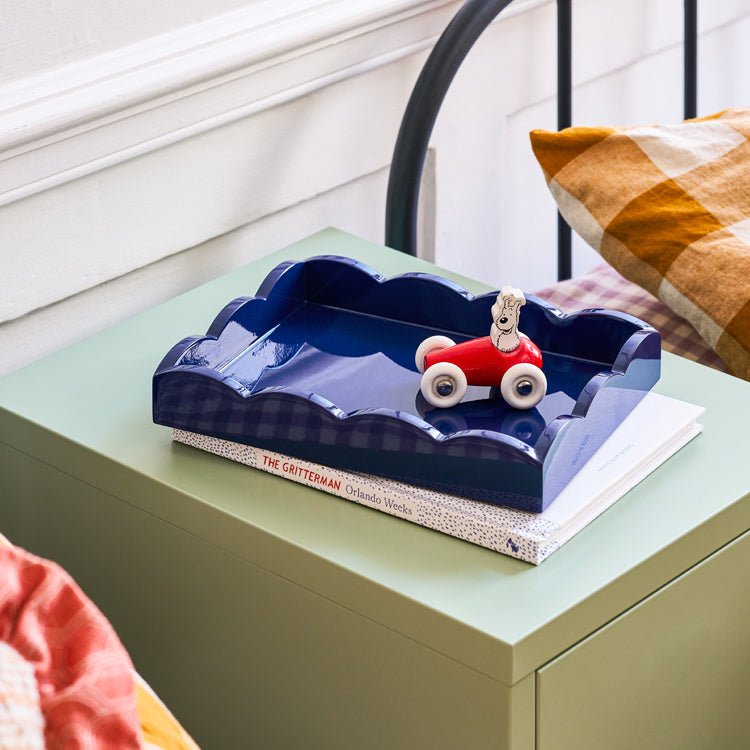 Small Rectangular Scalloped Tray | Navy