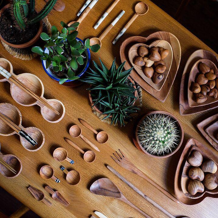 Olive Wood Long Handled Coffee Spoon