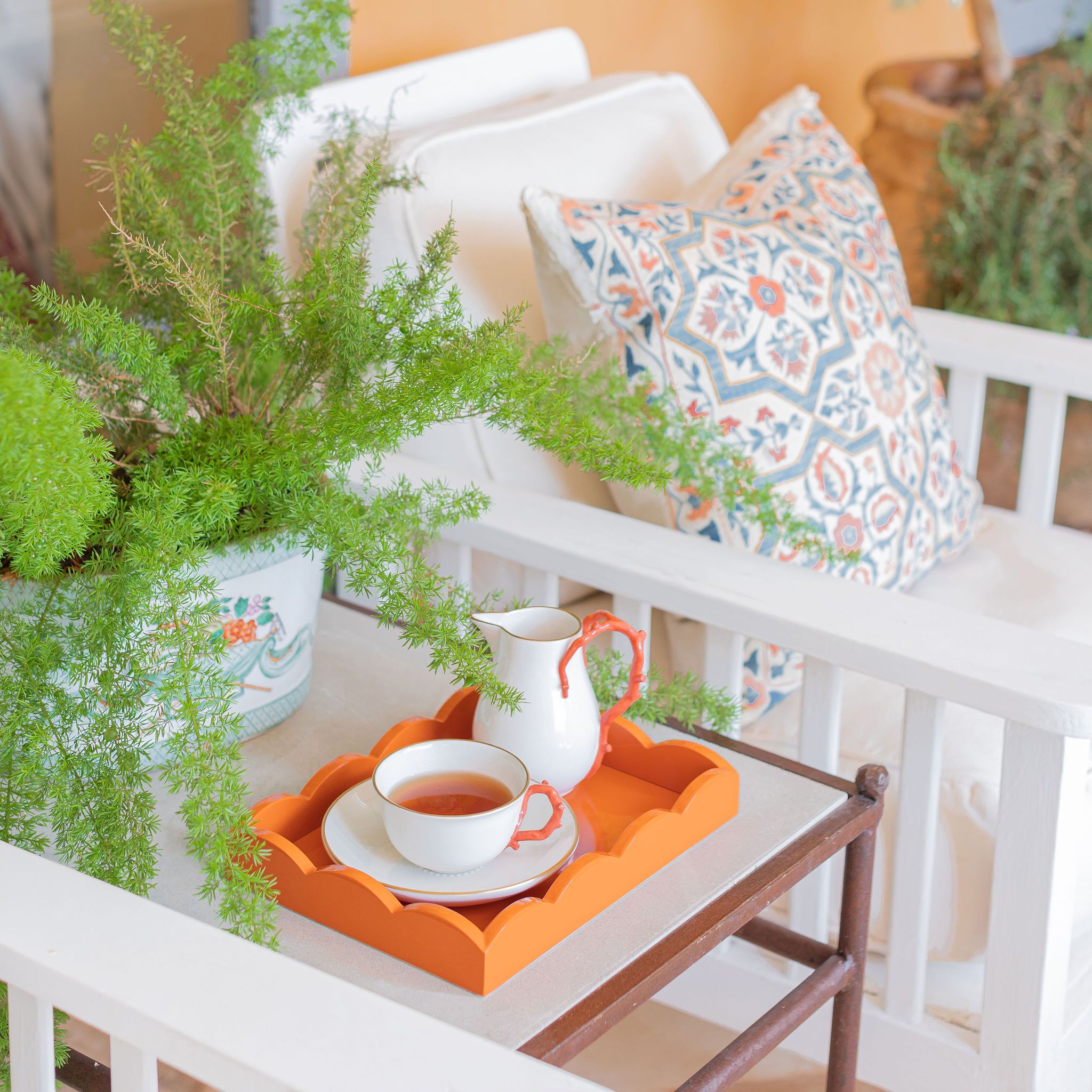 Small Rectangular Scalloped Tray | Orange