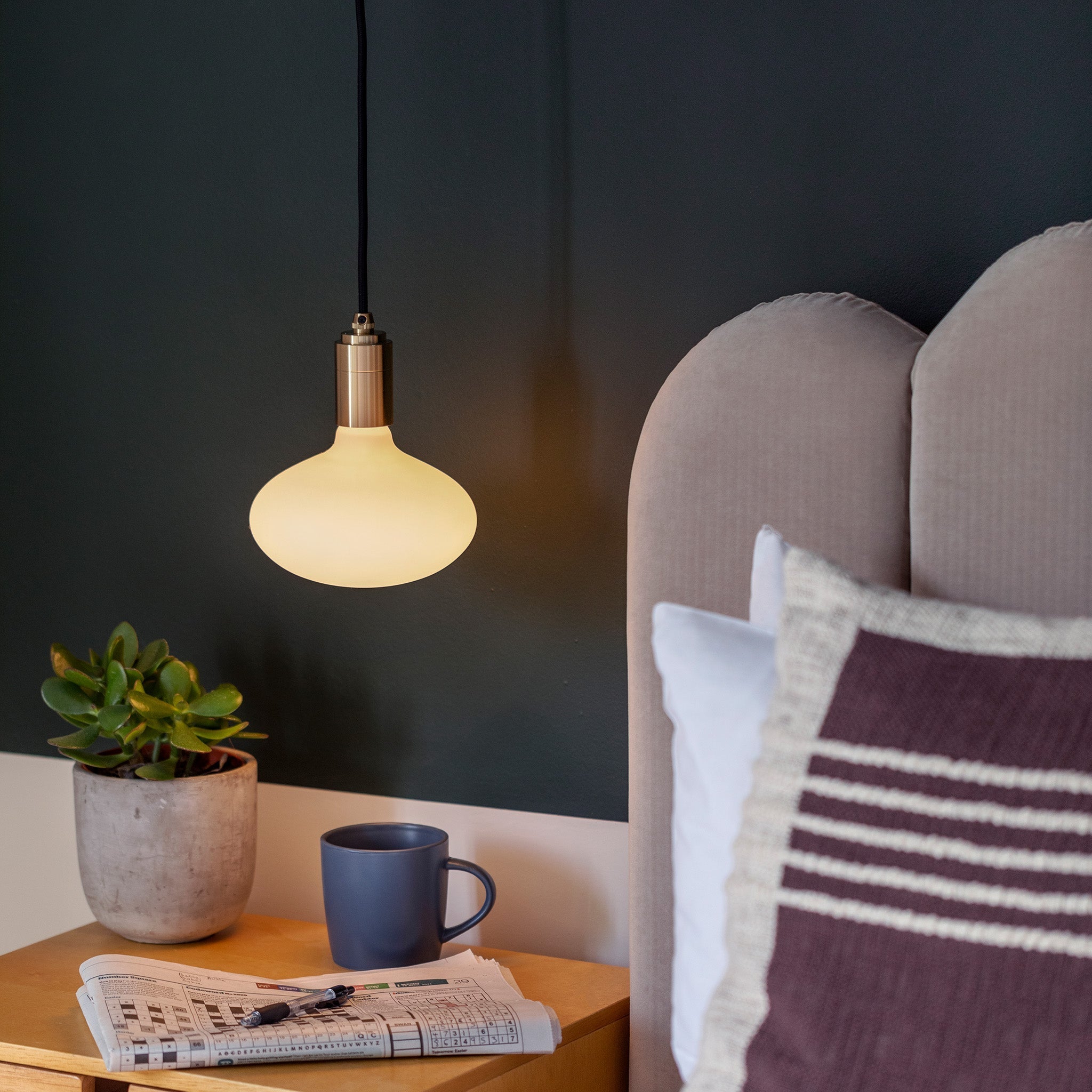 Oval Dim-to-Warm Plug-In Pendant in Brass