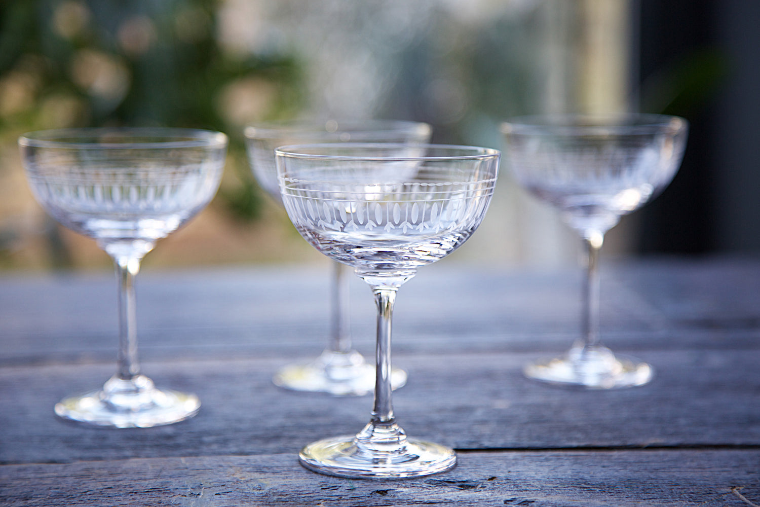 Crystal Champagne Coupes | Engraved Ovals