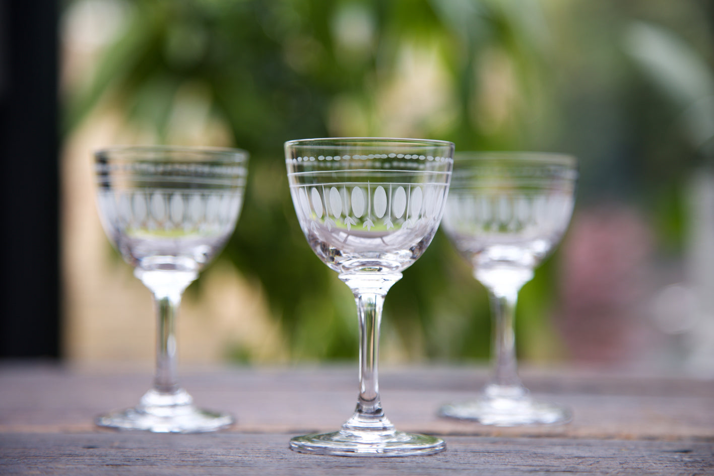 Crystal Liqueur Glasses | Engraved Ovals | Set of 6