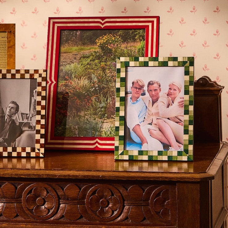 Fresh Green Checkered Photo Frame