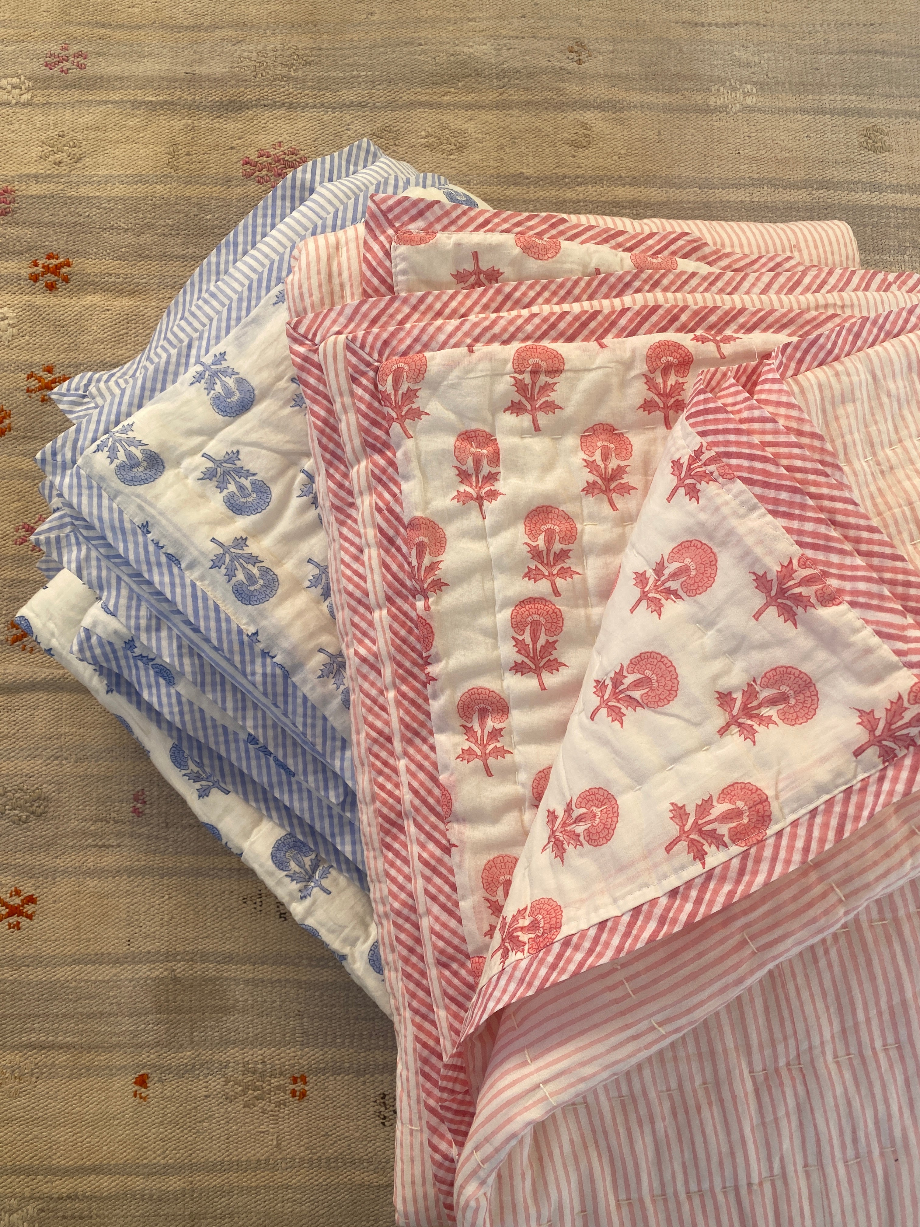 Pink Butti and Stripe Toddler Quilt