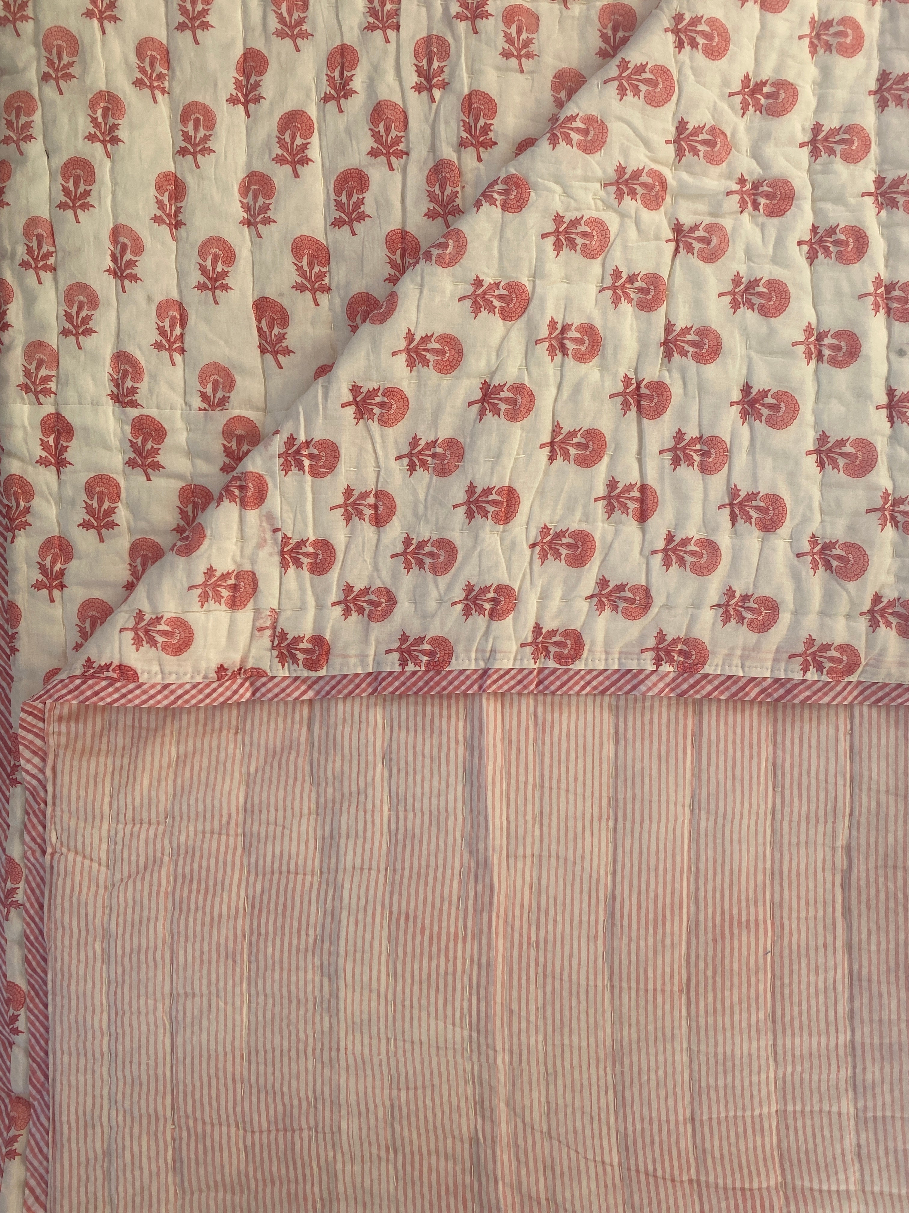 Pink Butti and Stripe Toddler Quilt