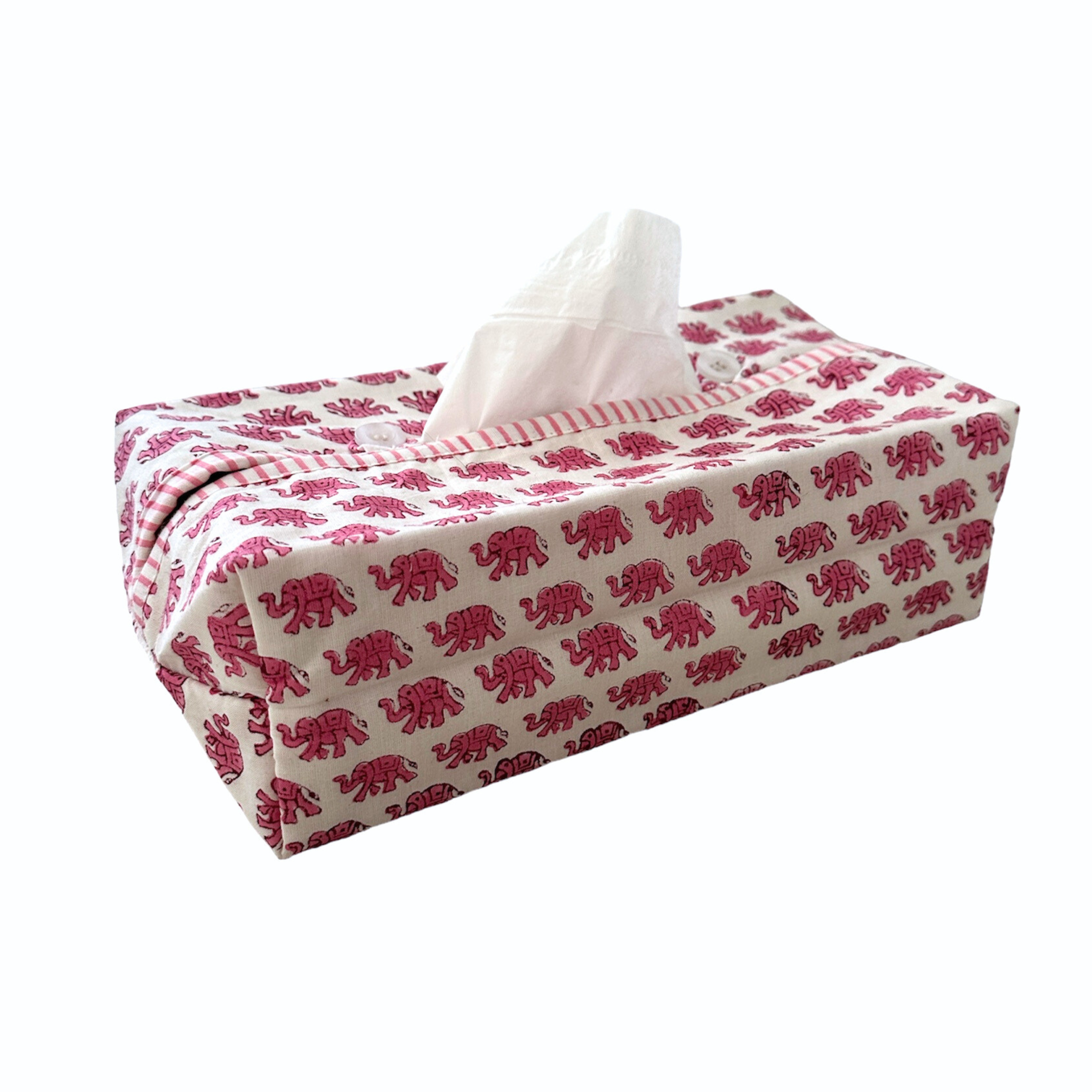 Pink Elephant Fabric Tissue Box Cover