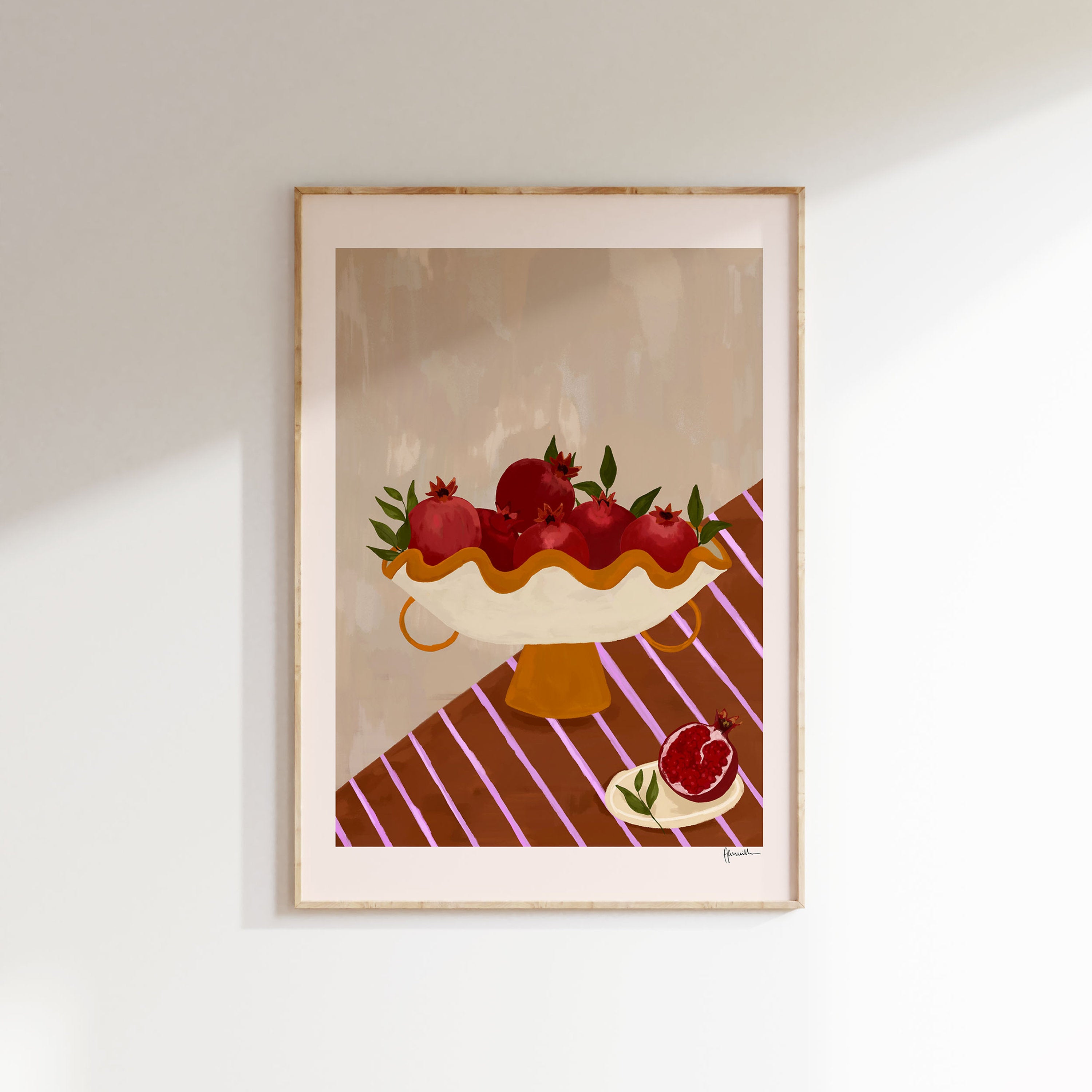 Pomegranates In Wavy Bowl