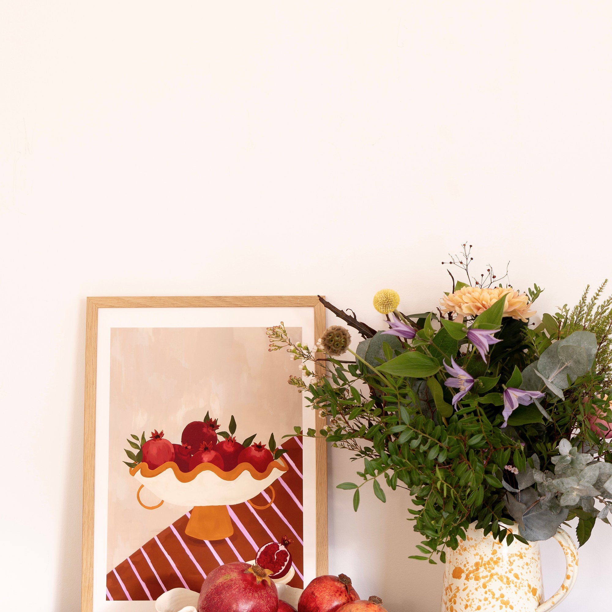 Pomegranates In Wavy Bowl