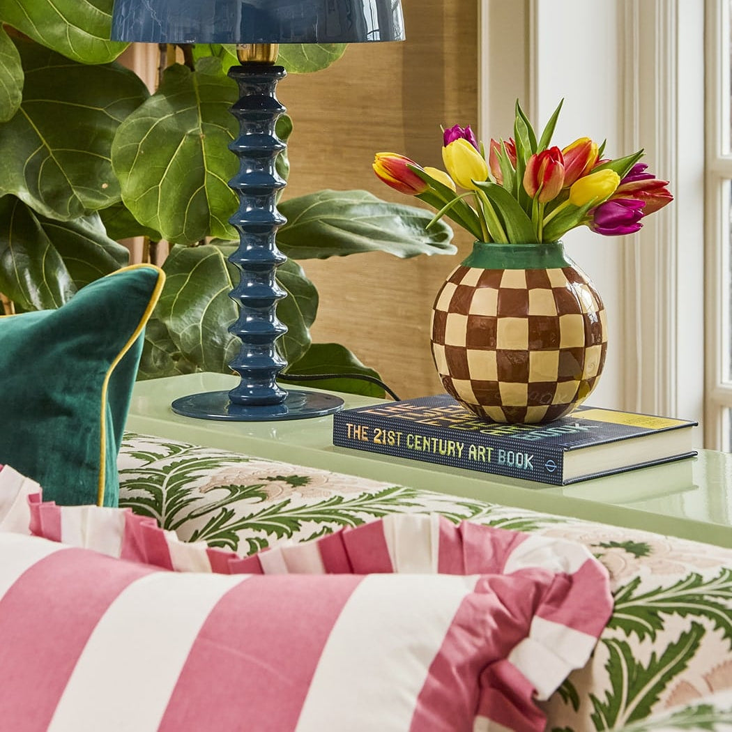 Cabana Stripe Ruffled Cushion Cover | Pink Candy