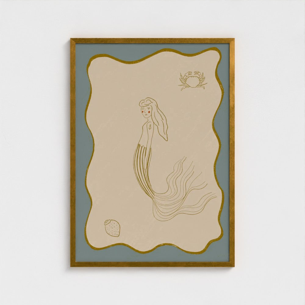 The mermaid and the crab Art Print