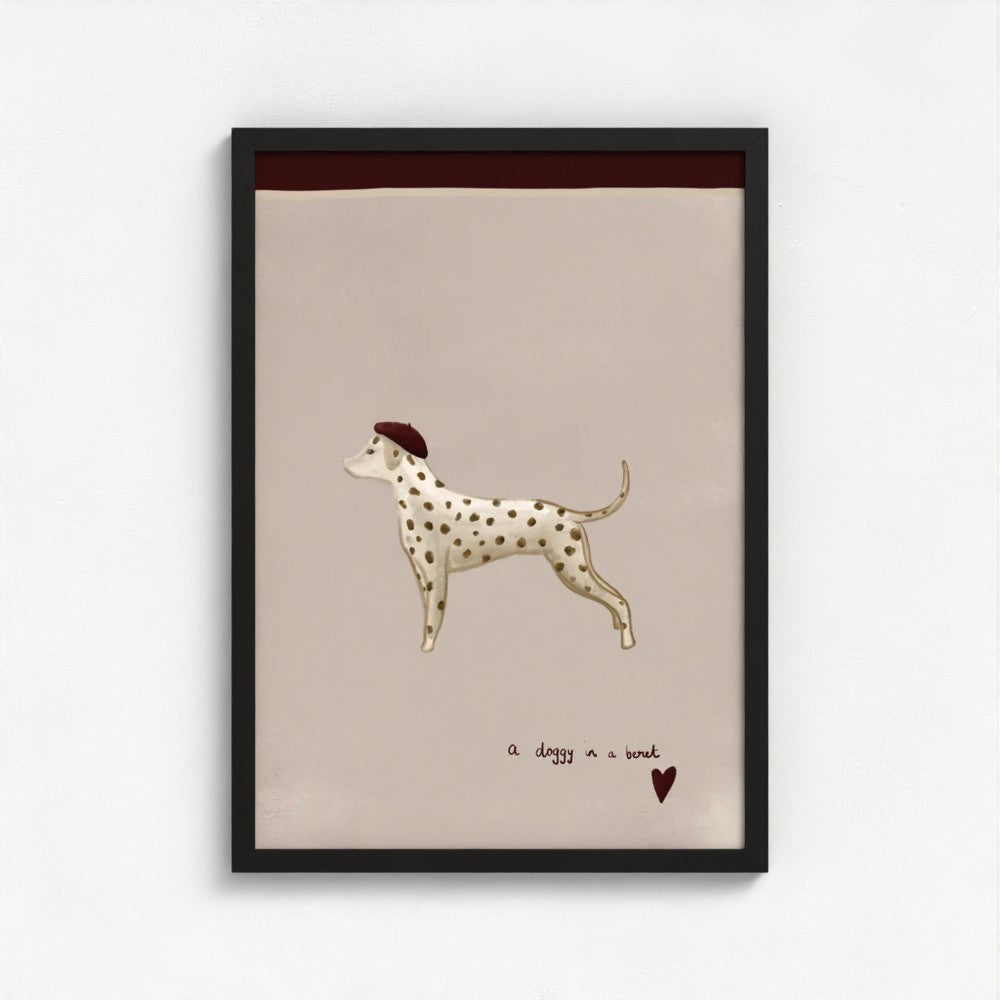 A Doggy in a beret Art Print