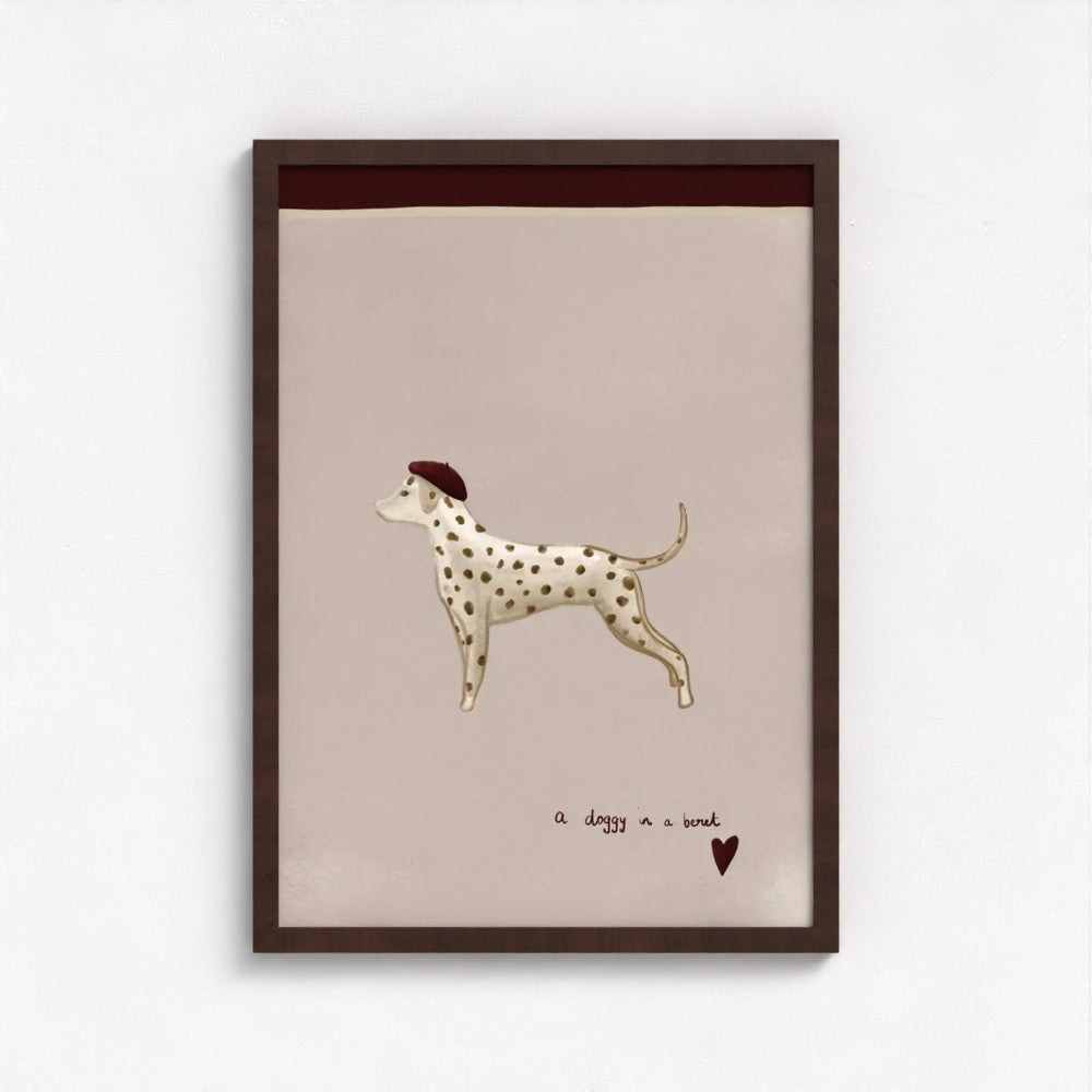 A Doggy in a beret Art Print
